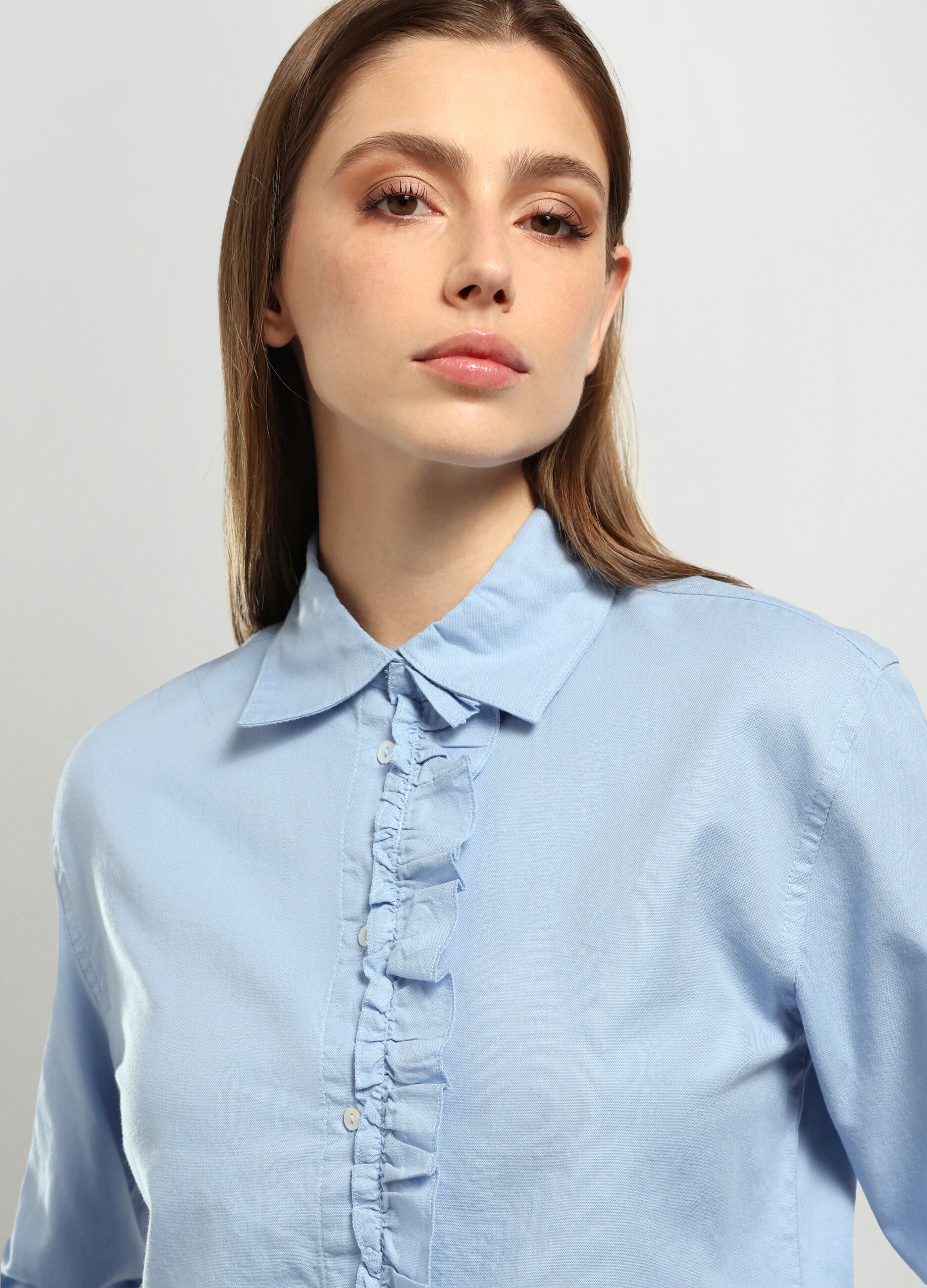 Camicia in puro cotone con rouches donna_2
