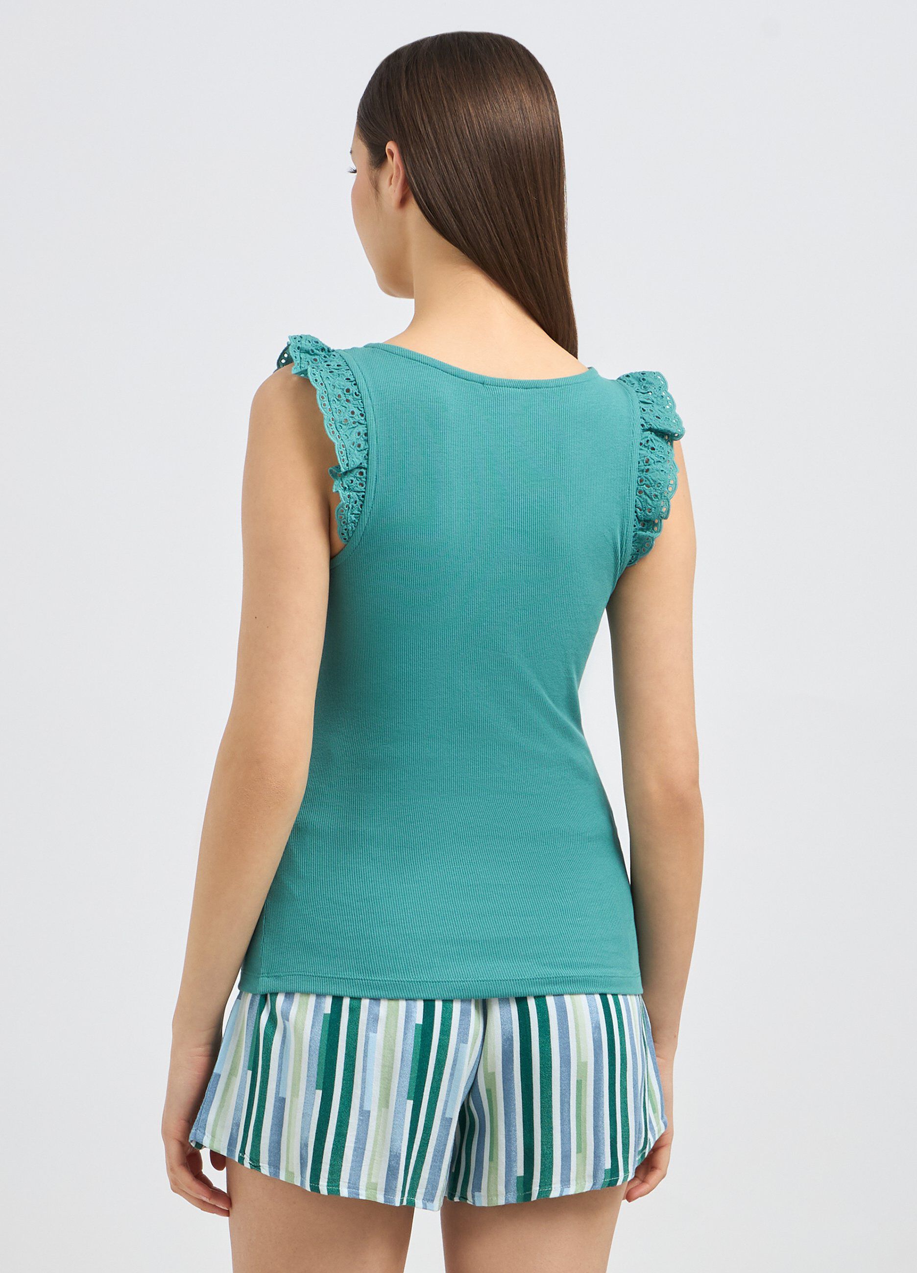 Canotta pigiama in costina di cotone stretch donna_1