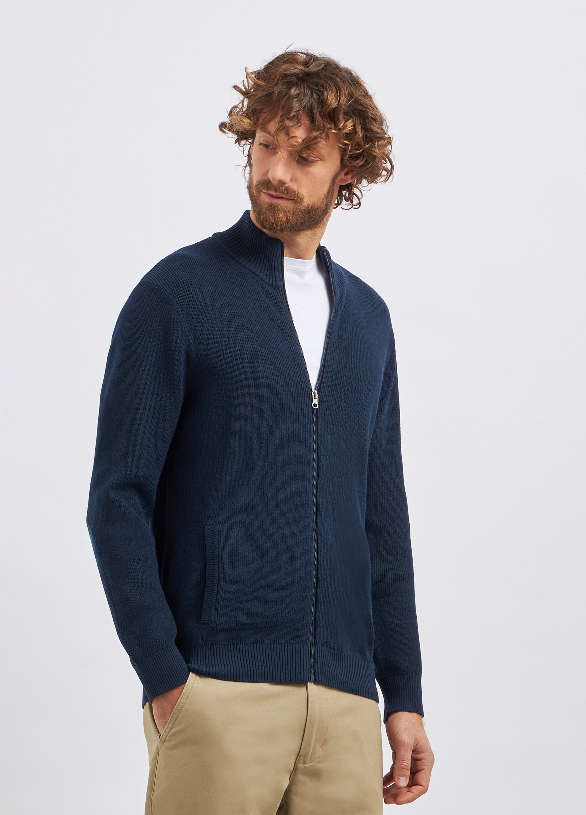 Cardigan full zip in puro cotone uomo_0