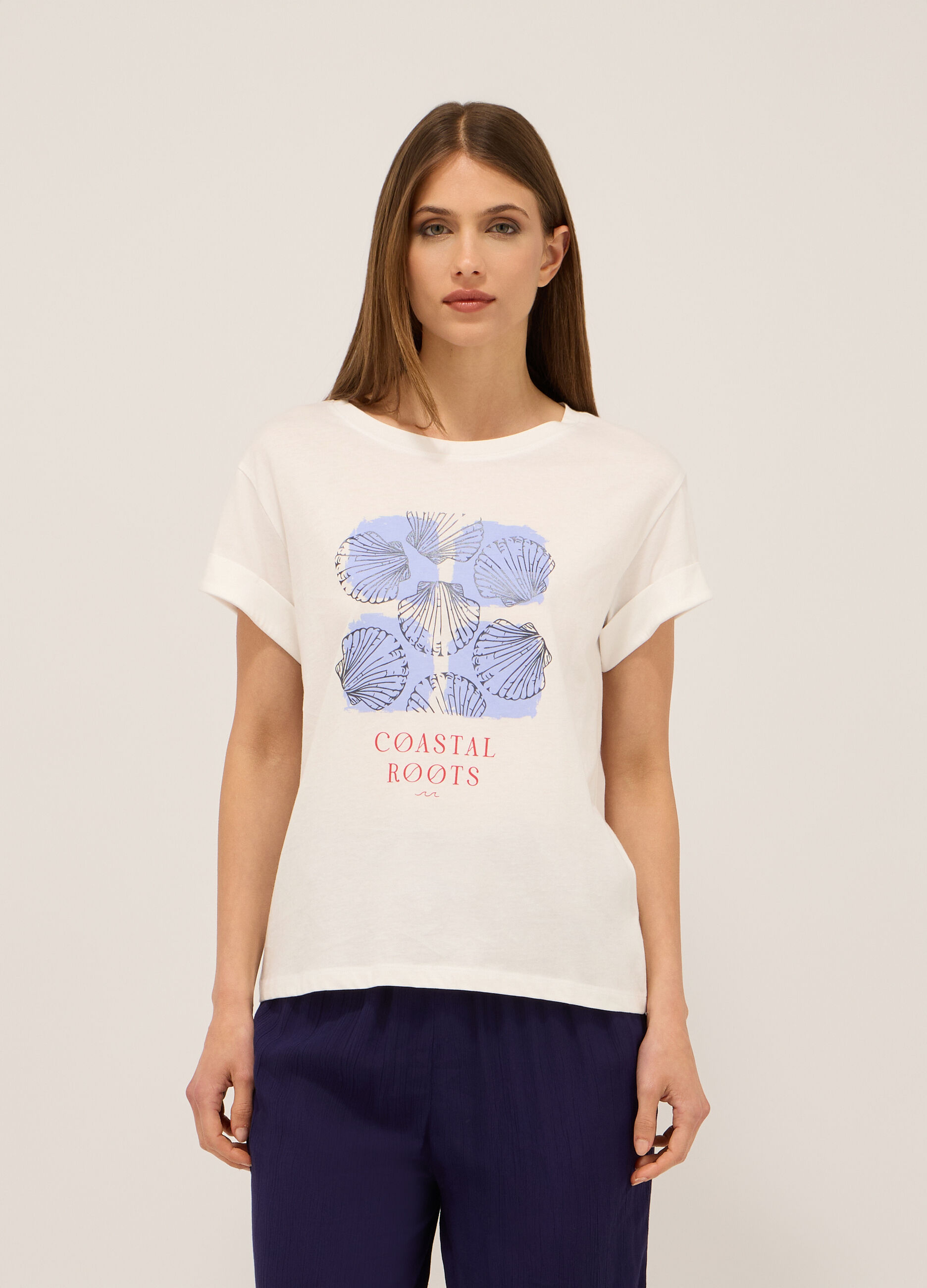 T-shirt in jersey di puro cotone donna_0