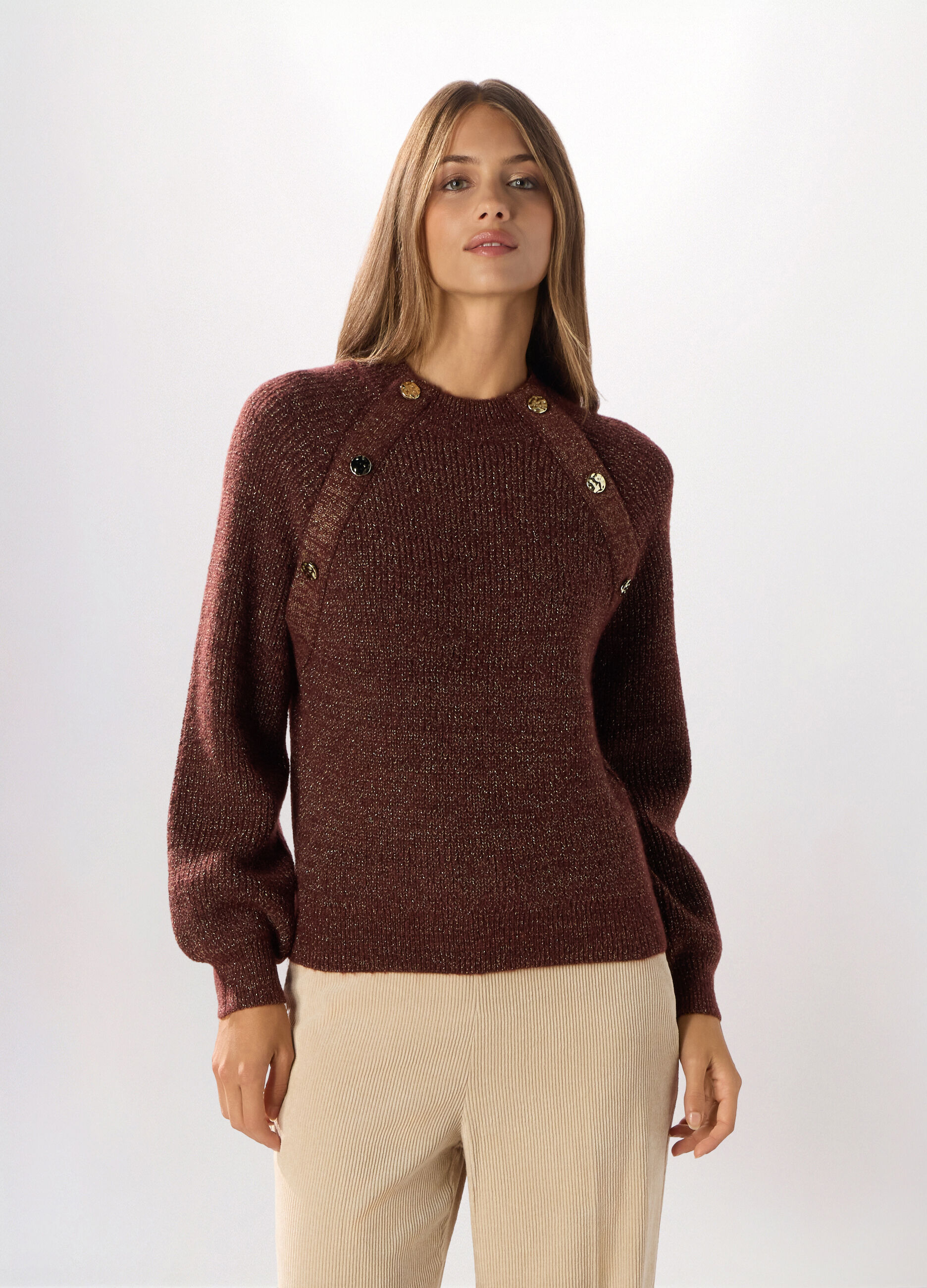 Pullover misto lana e filo lurex donna_0