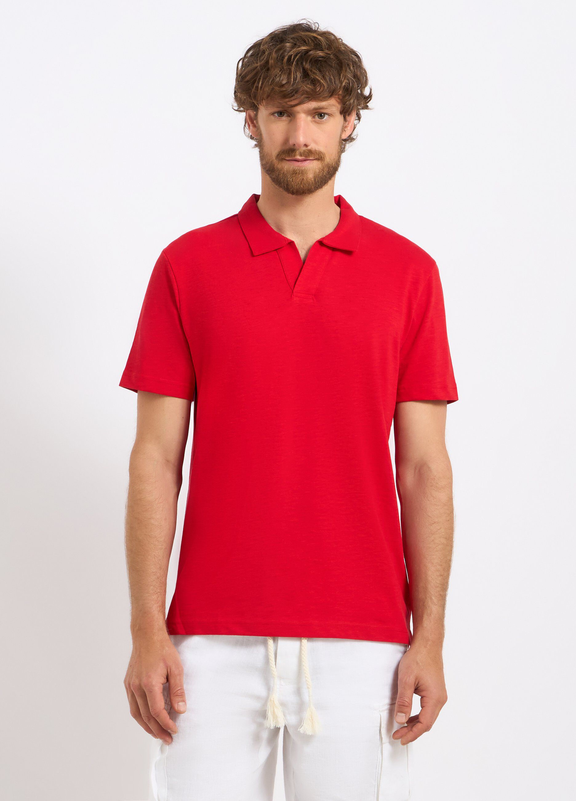 Polo in puro cotone slub uomo_0