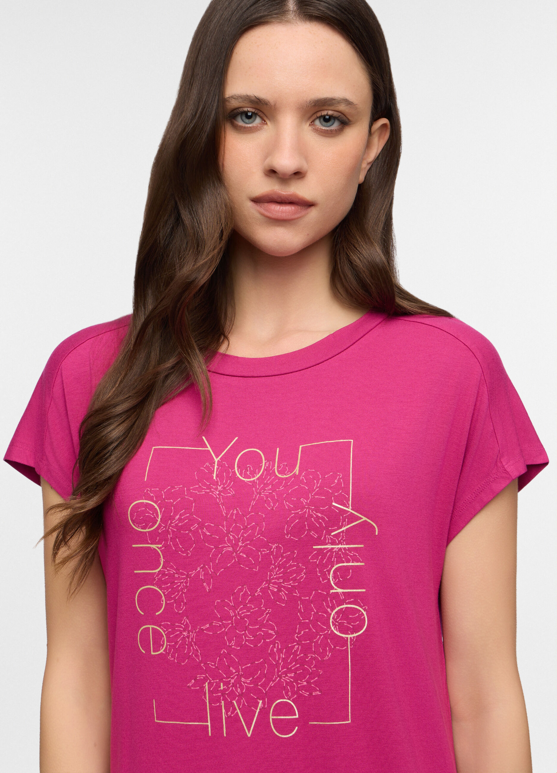 T-shirt fit over girocollo stretch donna_2
