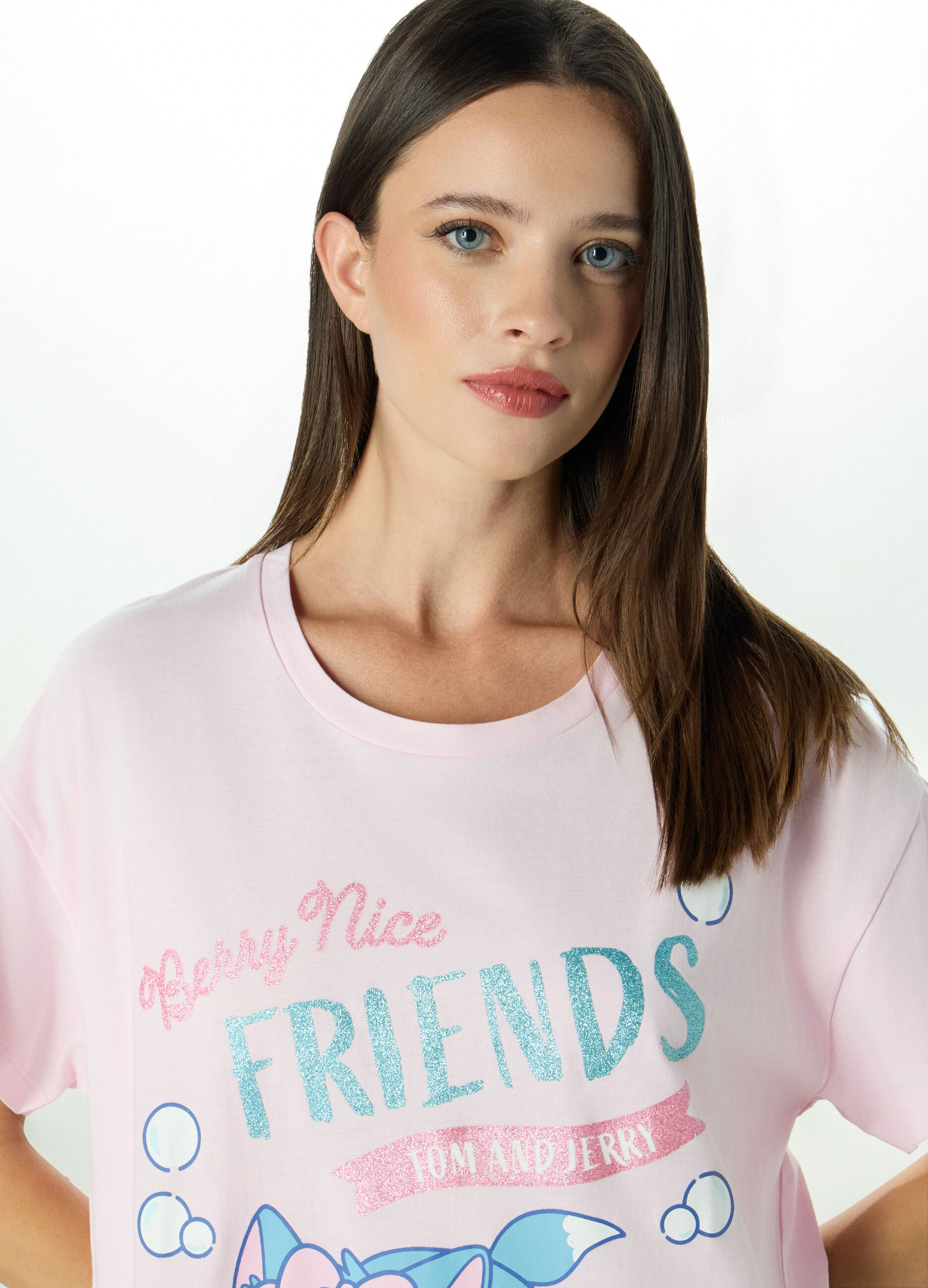 Camicia da notte maxi t-shirt Tom & Jerry in puro cotone donna_2