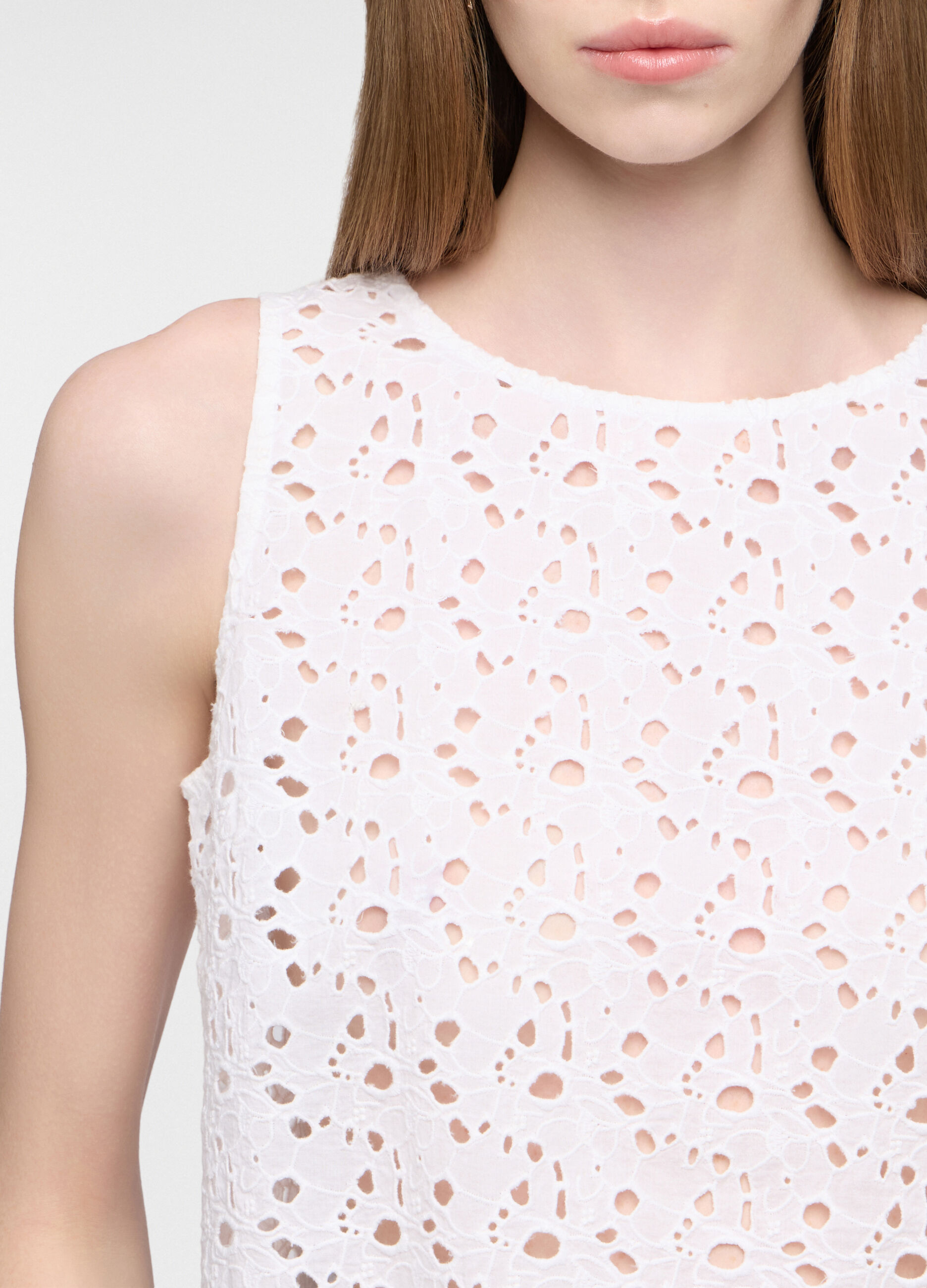 Blusa regular fit con scollo rotondo cambric 60's donna_2