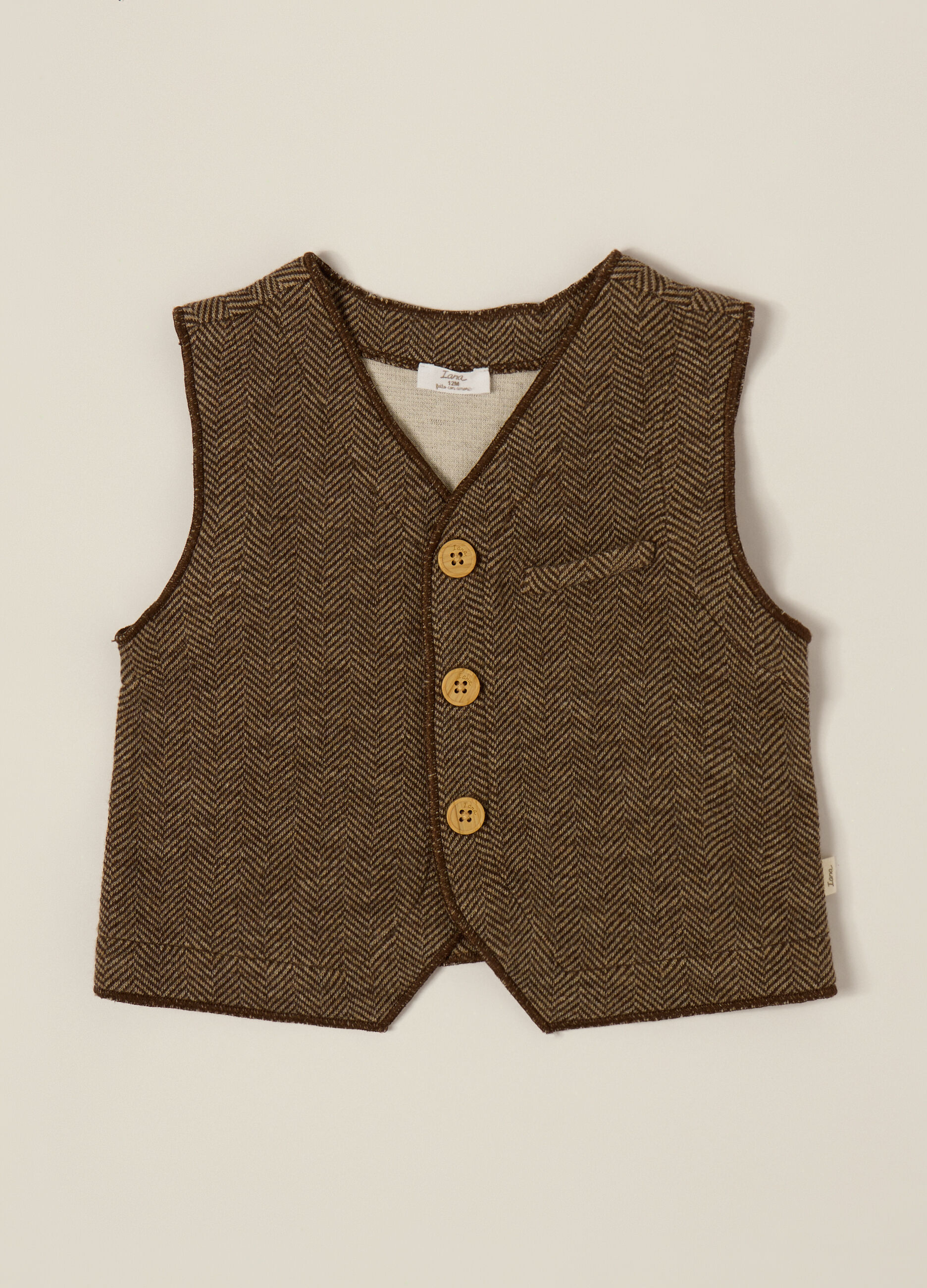 Gilet marrone in misto cotone e acrilico_1