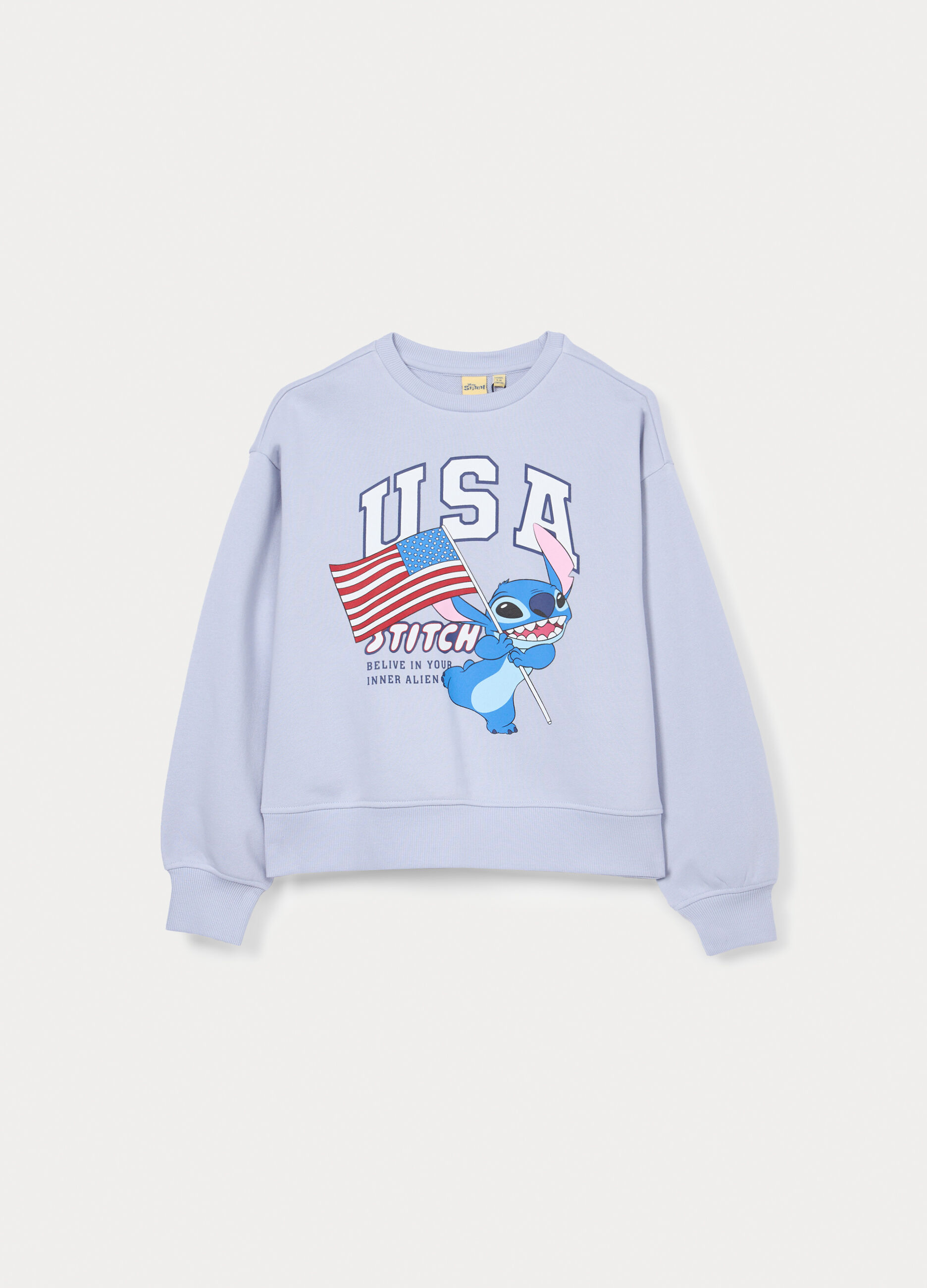 Felpa girocollo in french terry di puro cotone ragazza_0