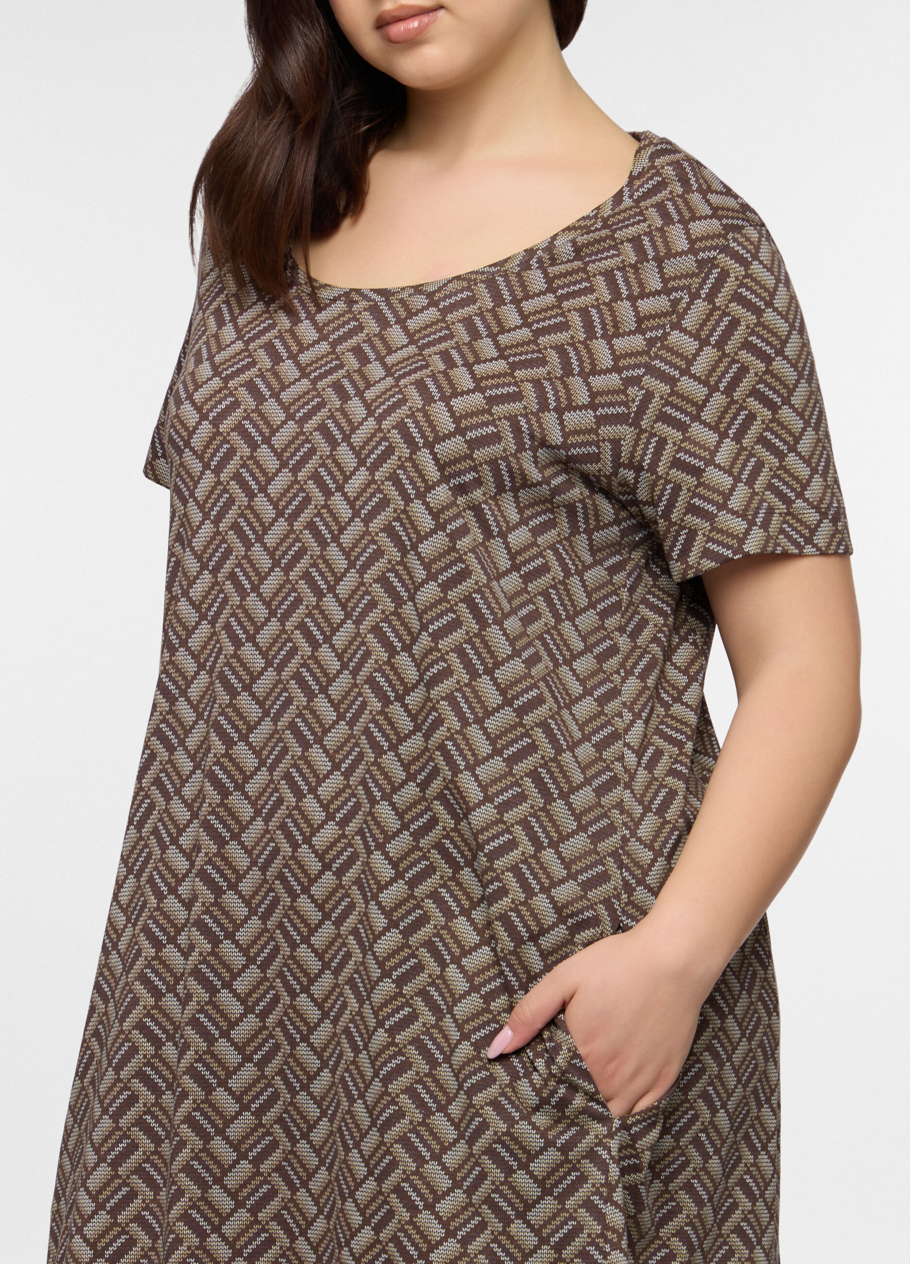 Abito corto girocollo in jersey di puro cotone donna curvy_2