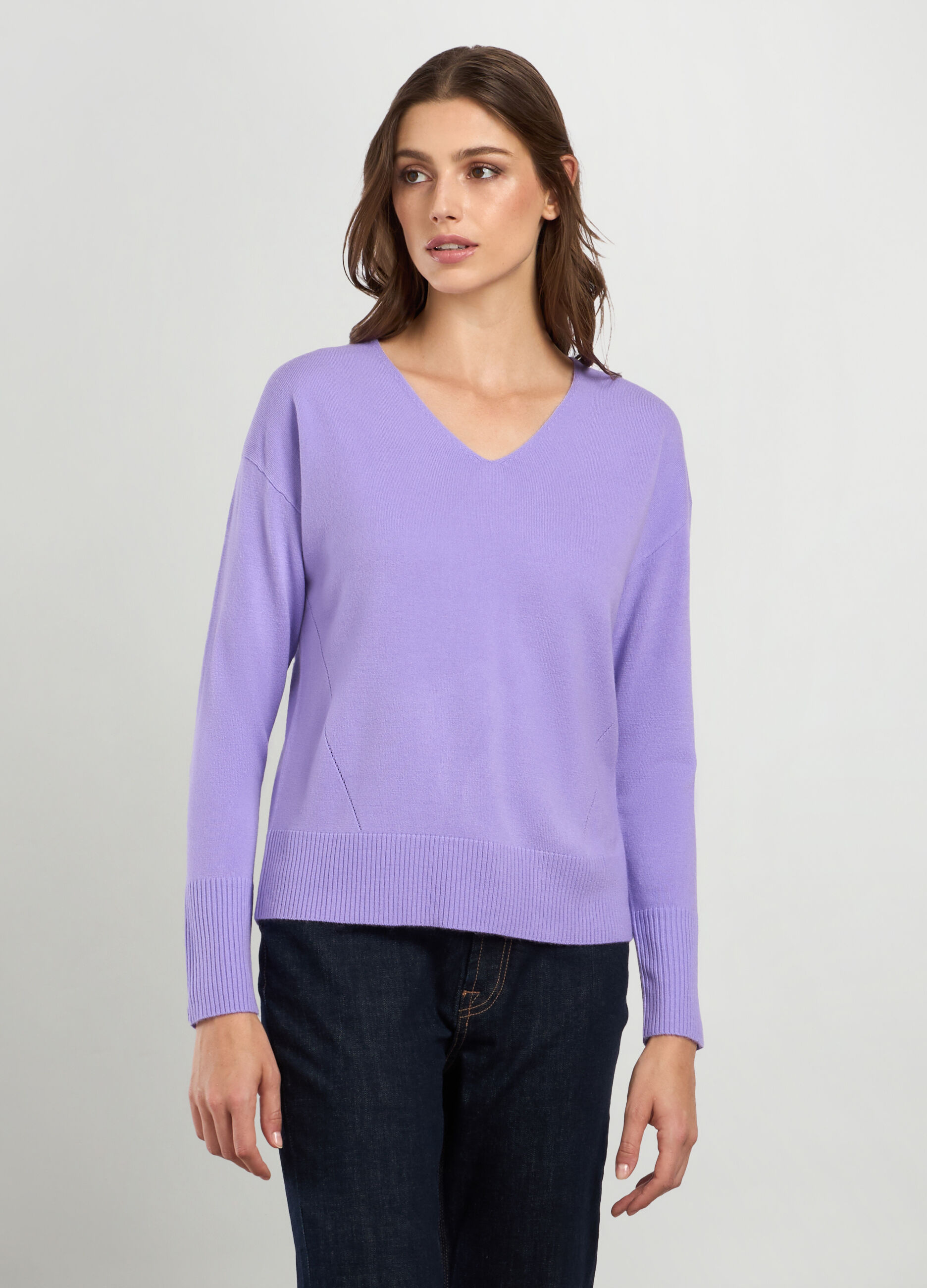 Pullover tricot con scollo a V donna_0