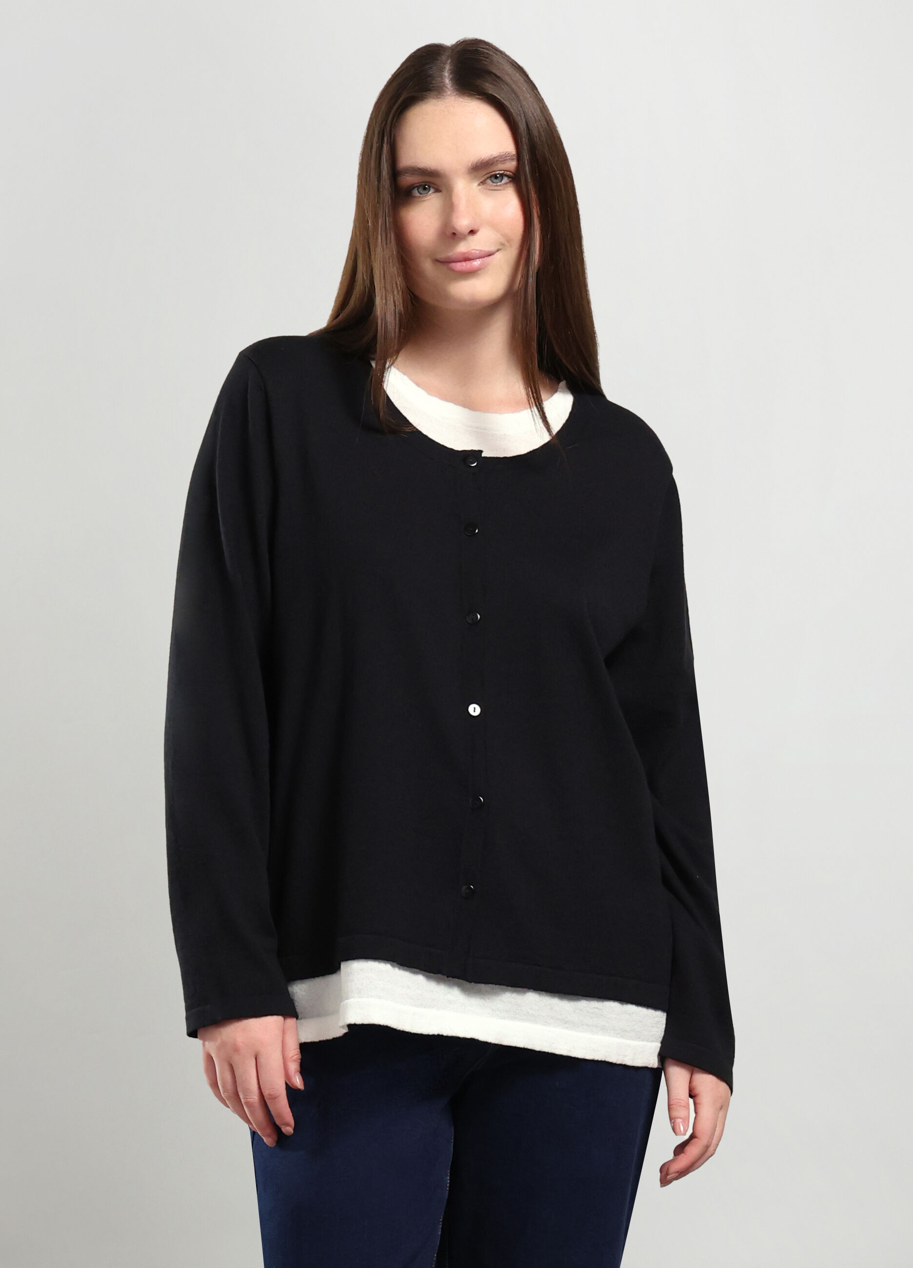 Cardigan in misto cotone tricot donna curvy_0
