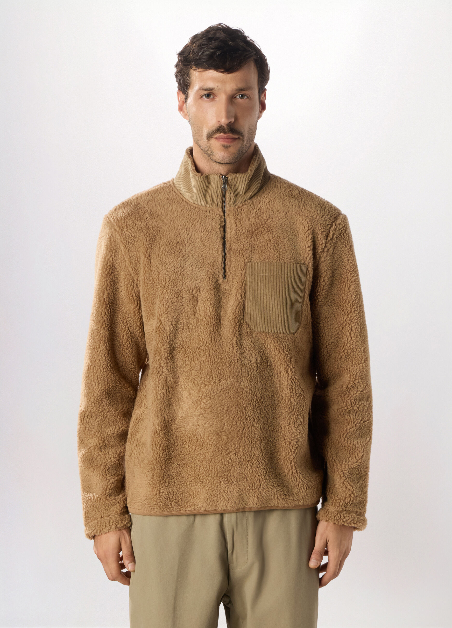 Felpa in pile con zip uomo_0