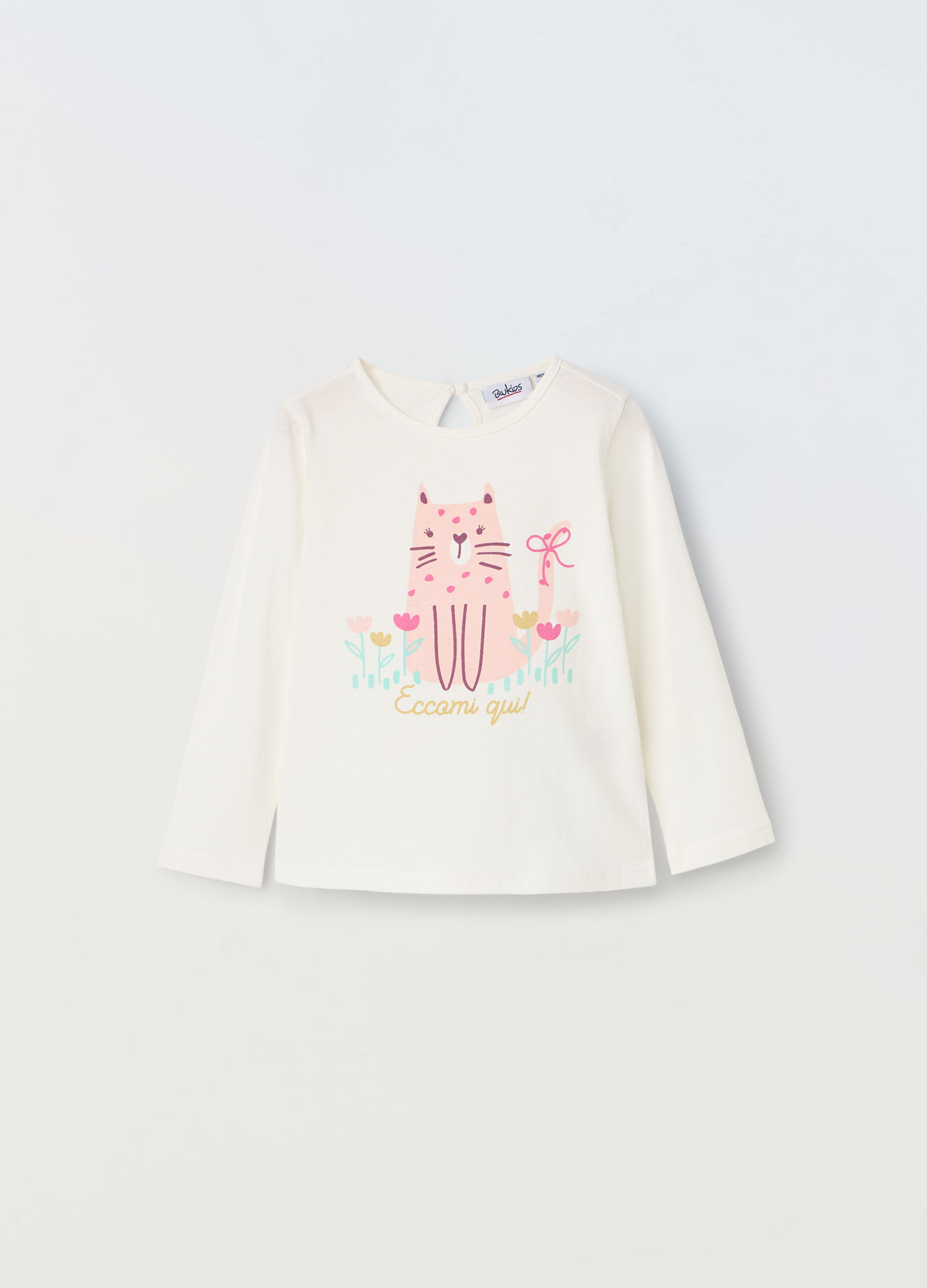 T-shirt a maniche lunghe in puro cotone neonata_0