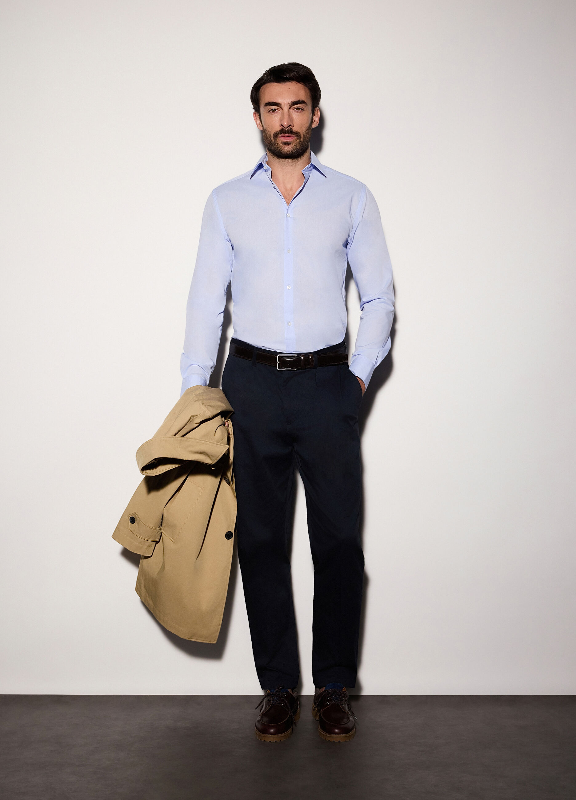 Camicia regular fit in misto cotone uomo_0