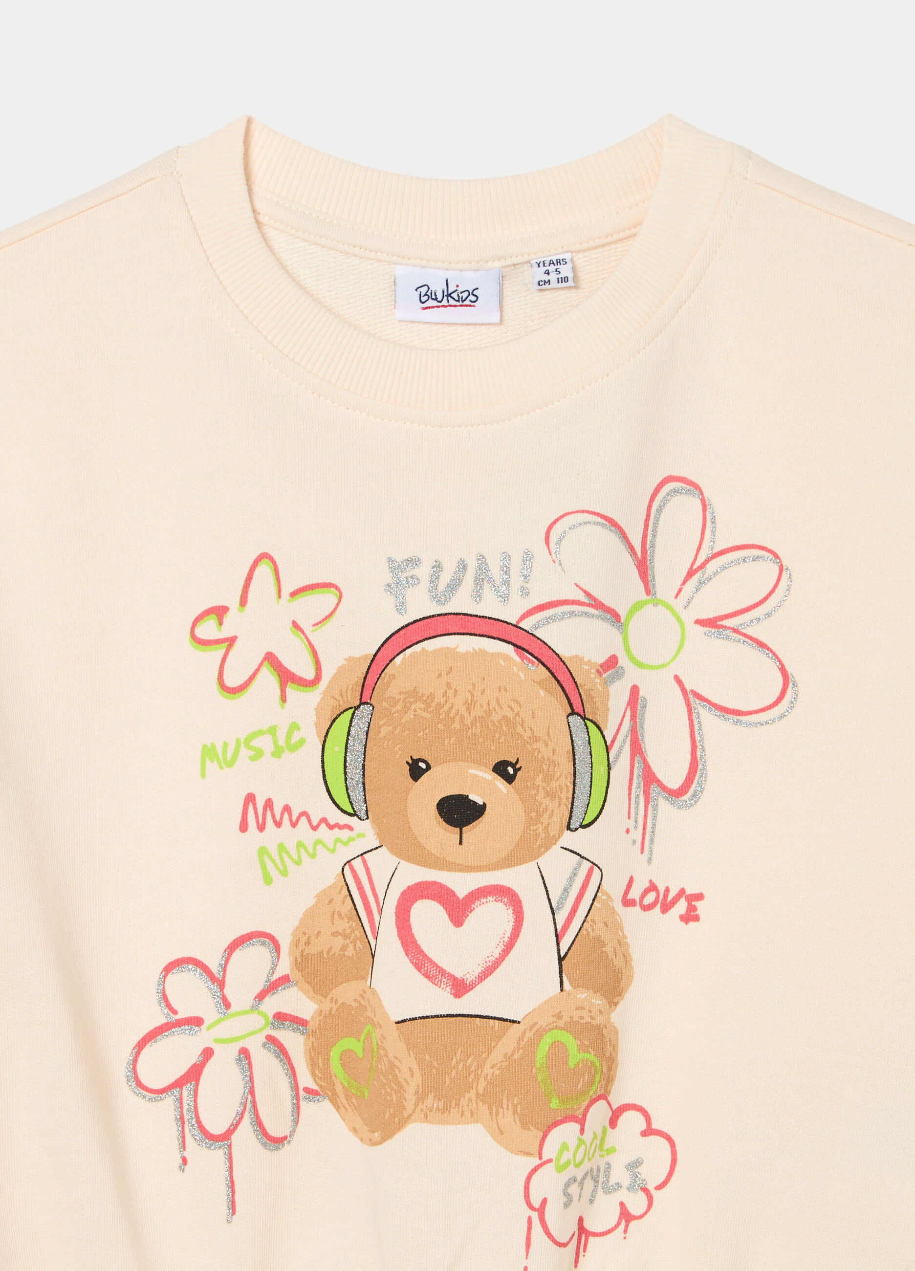 Felpa girocollo in french terry di puro cotone bambina_2