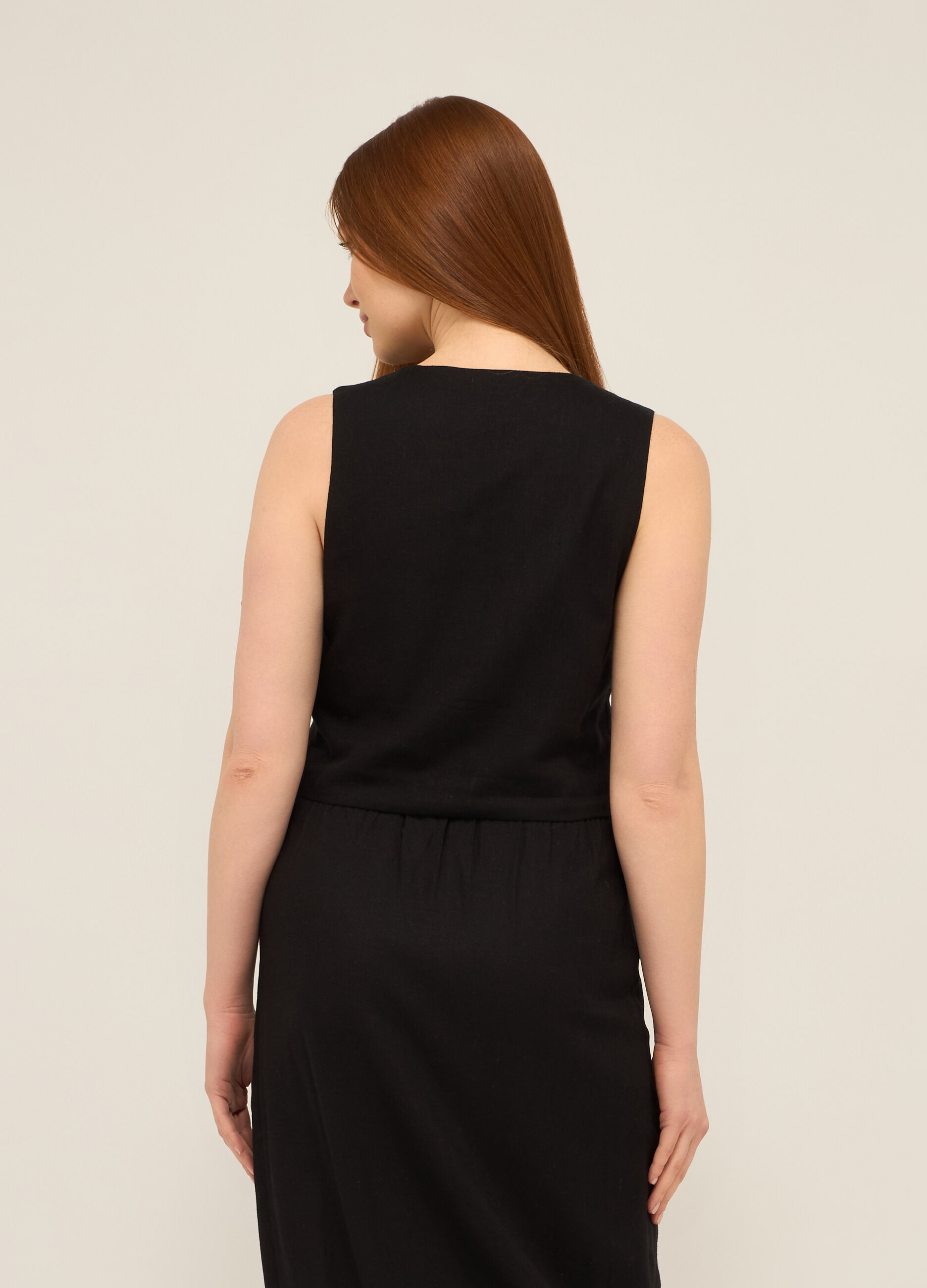 Gilet misto lino donna