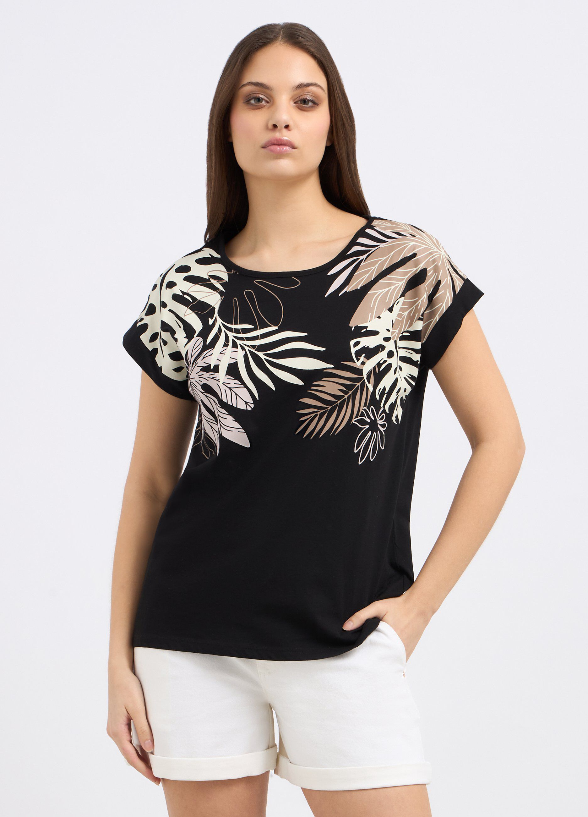 T-shirt in puro cotone con stampa donna_0