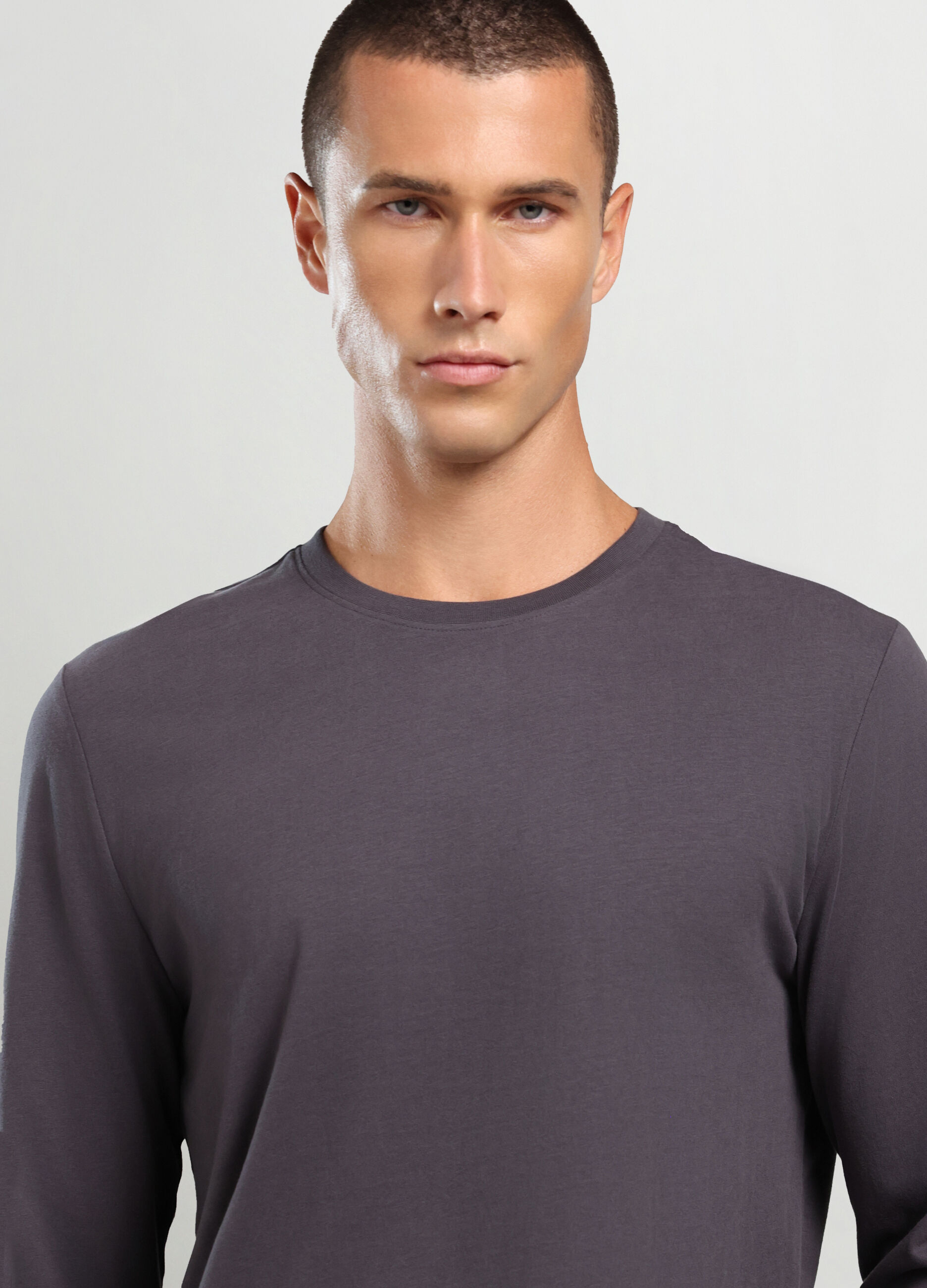 Maglietta a maniche lunghe in puro cotone uomo_2