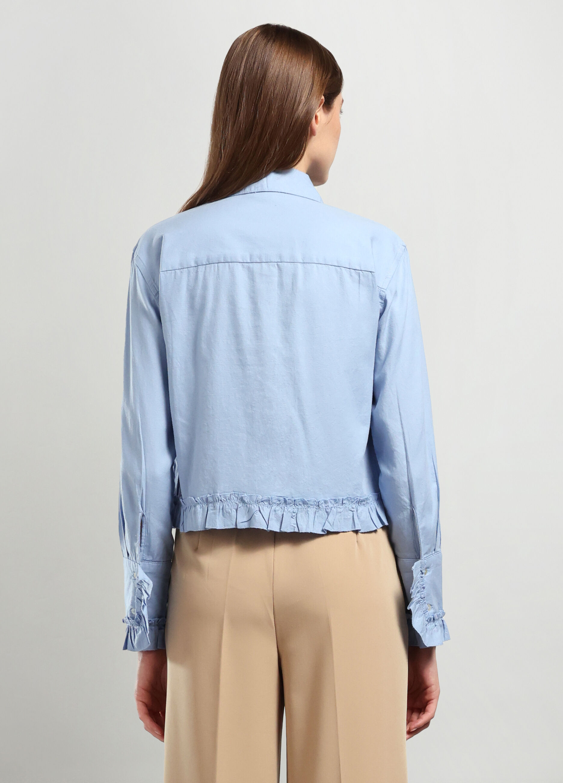 Camicia in puro cotone con rouches donna_1