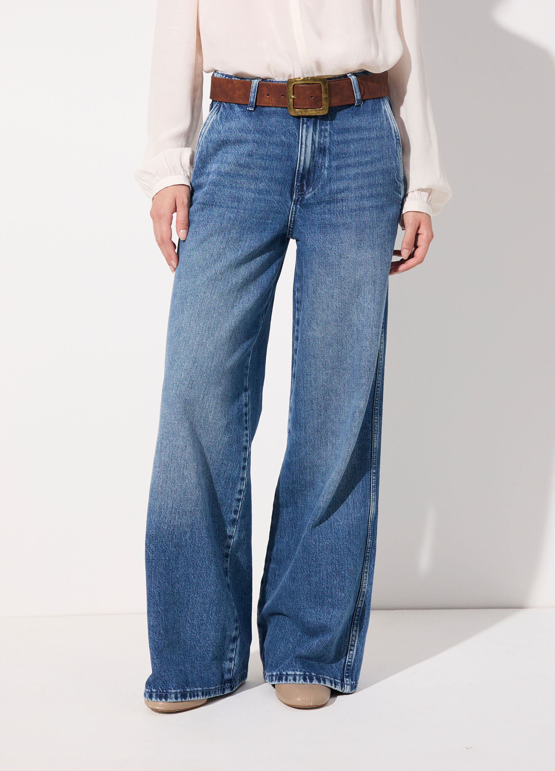 Pantalone denim flare fit donna_1