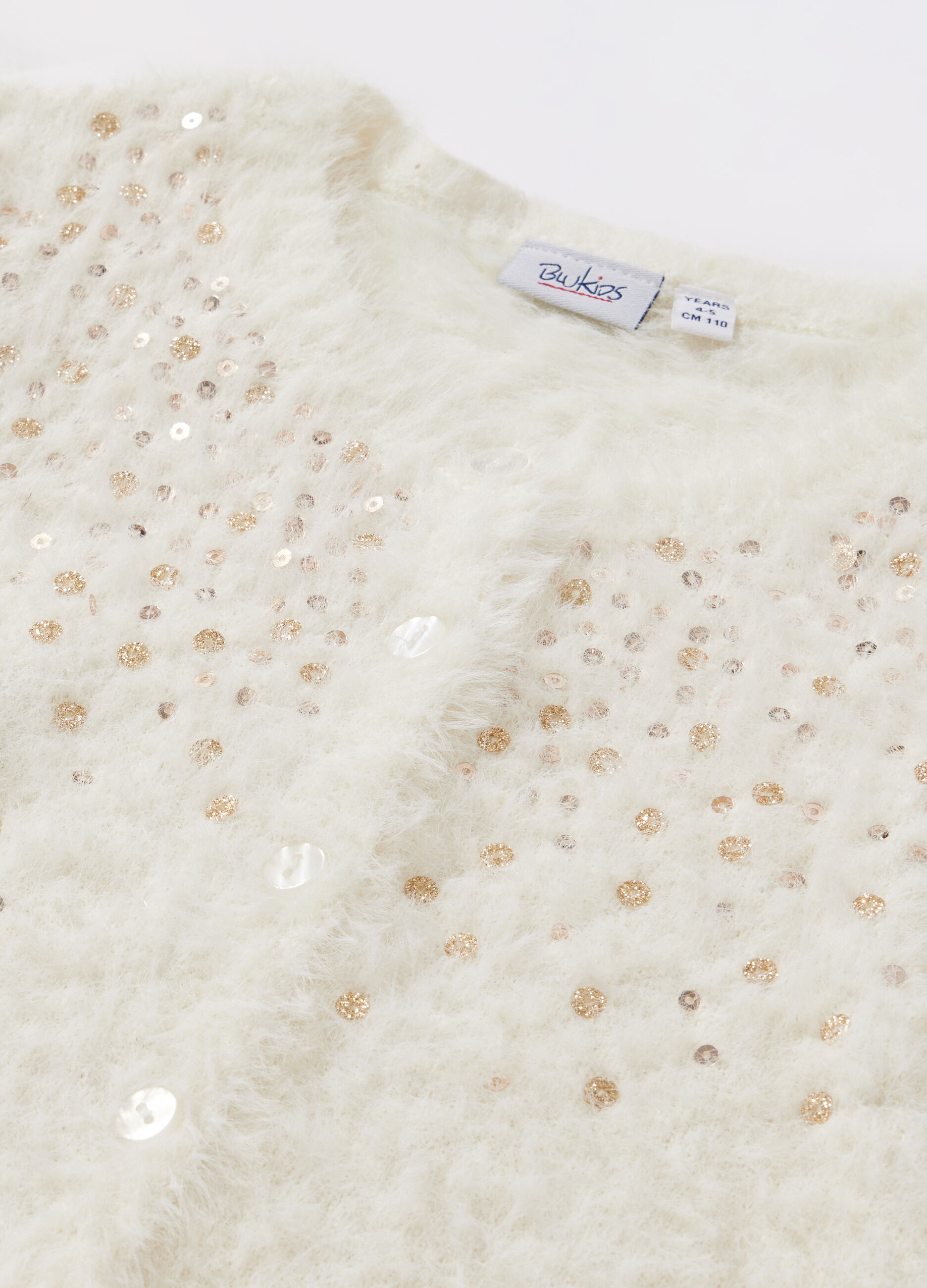 Cardigan effetto pelliccia con paillettes bambina_1