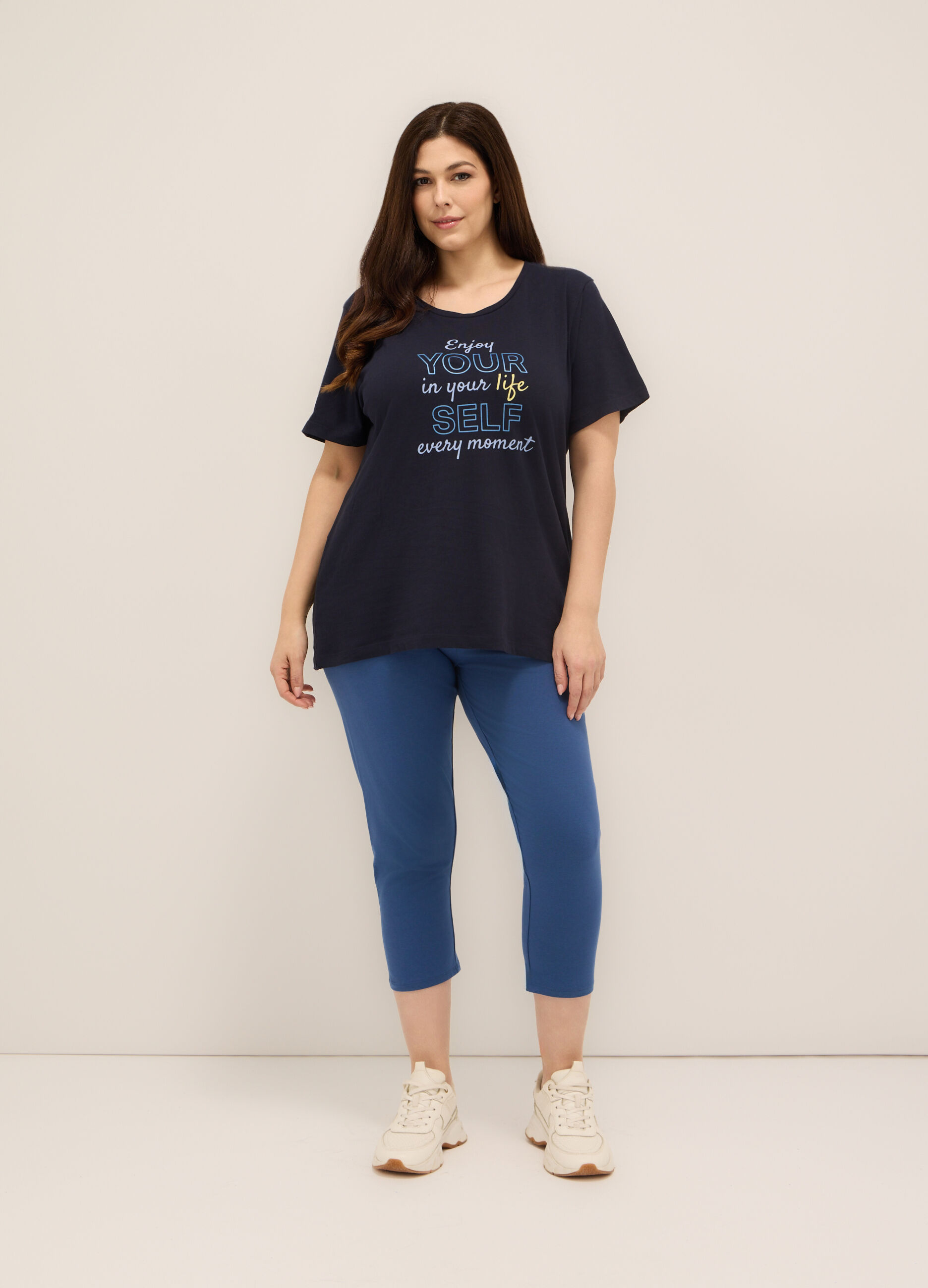 Leggings capri in cotone stretch donna curvy_0