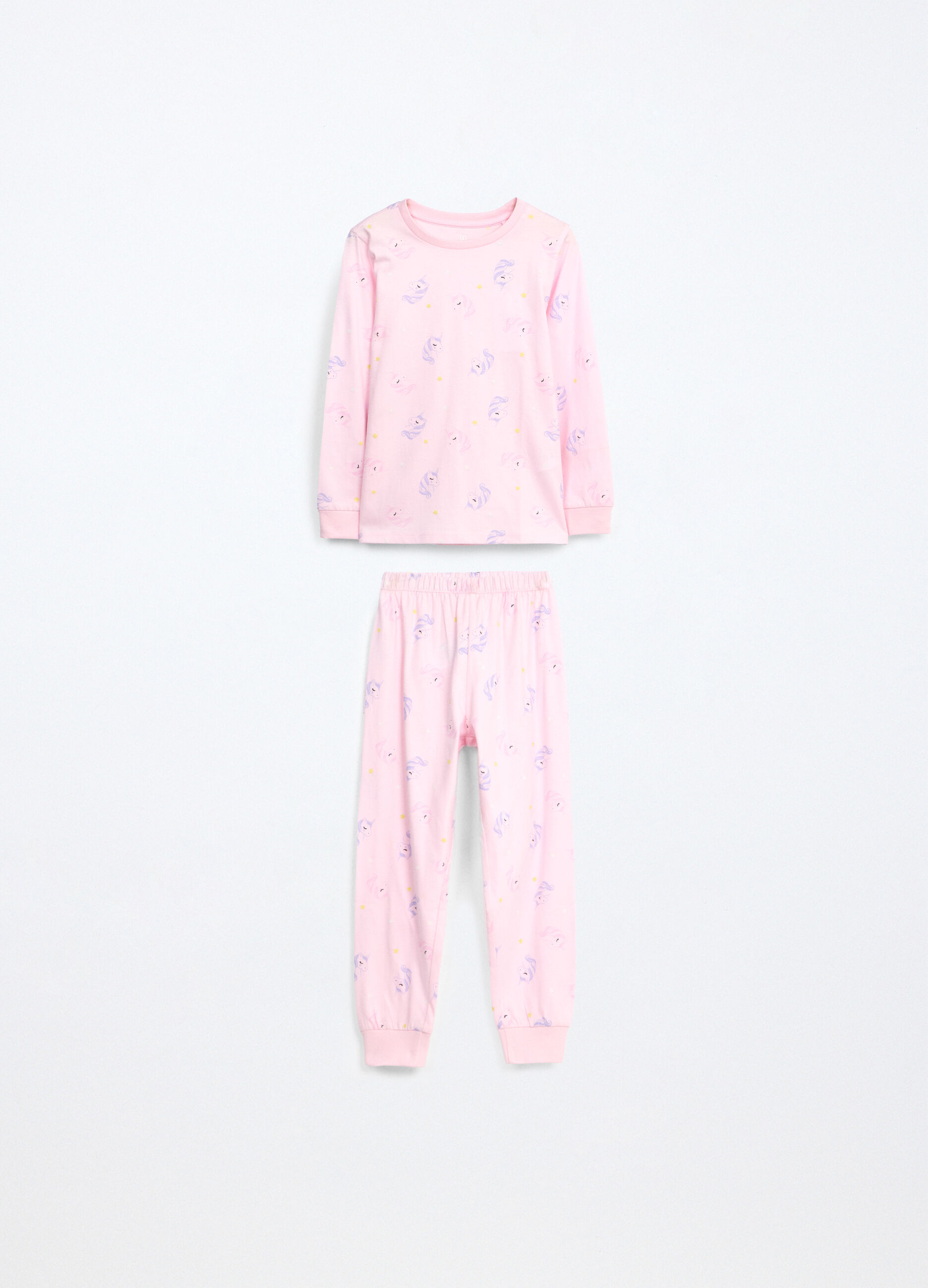 Set pigiama lungo in jersey di puro cotone bambina_0