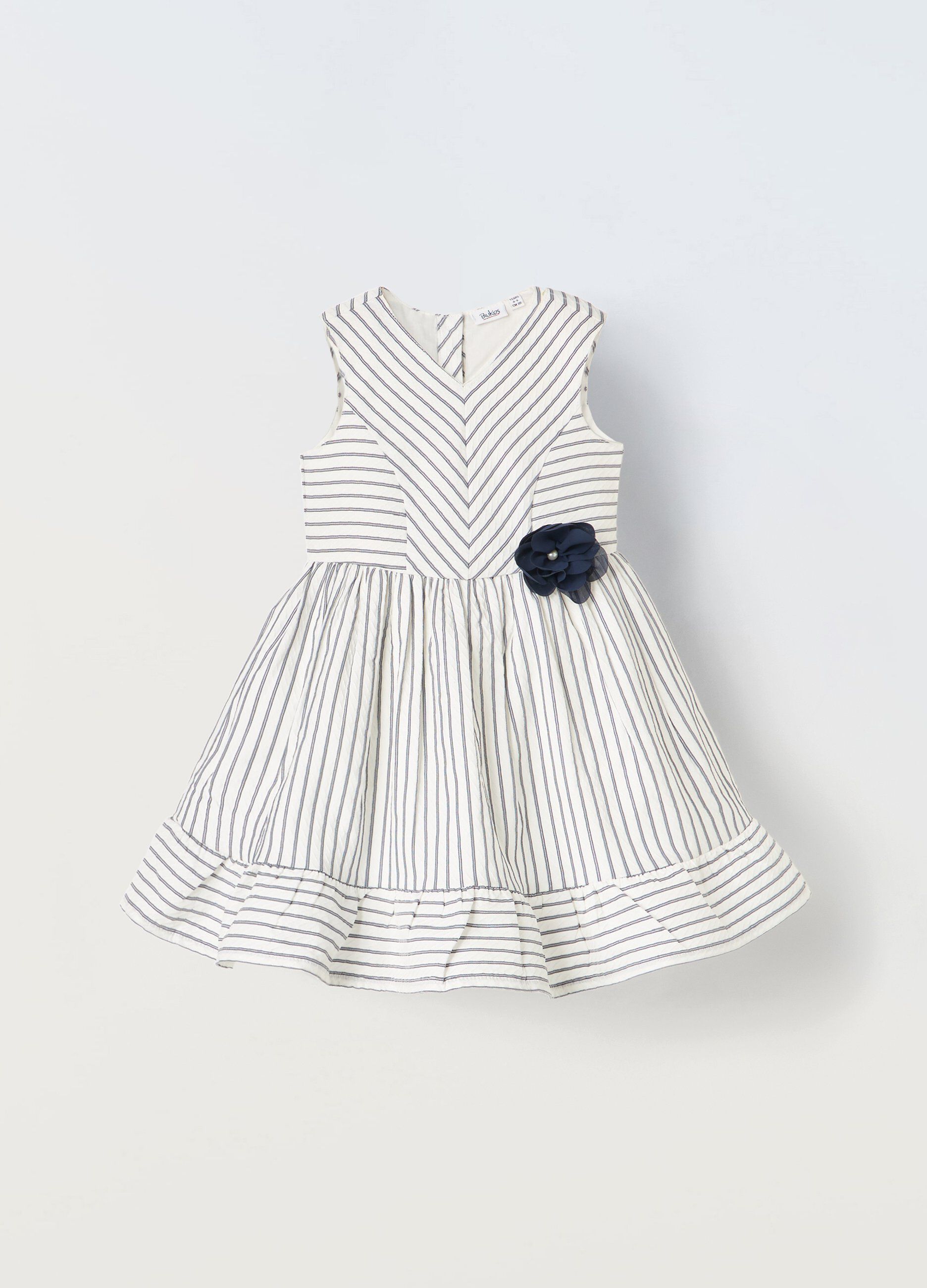 Vestito smanicato a righe bambina
