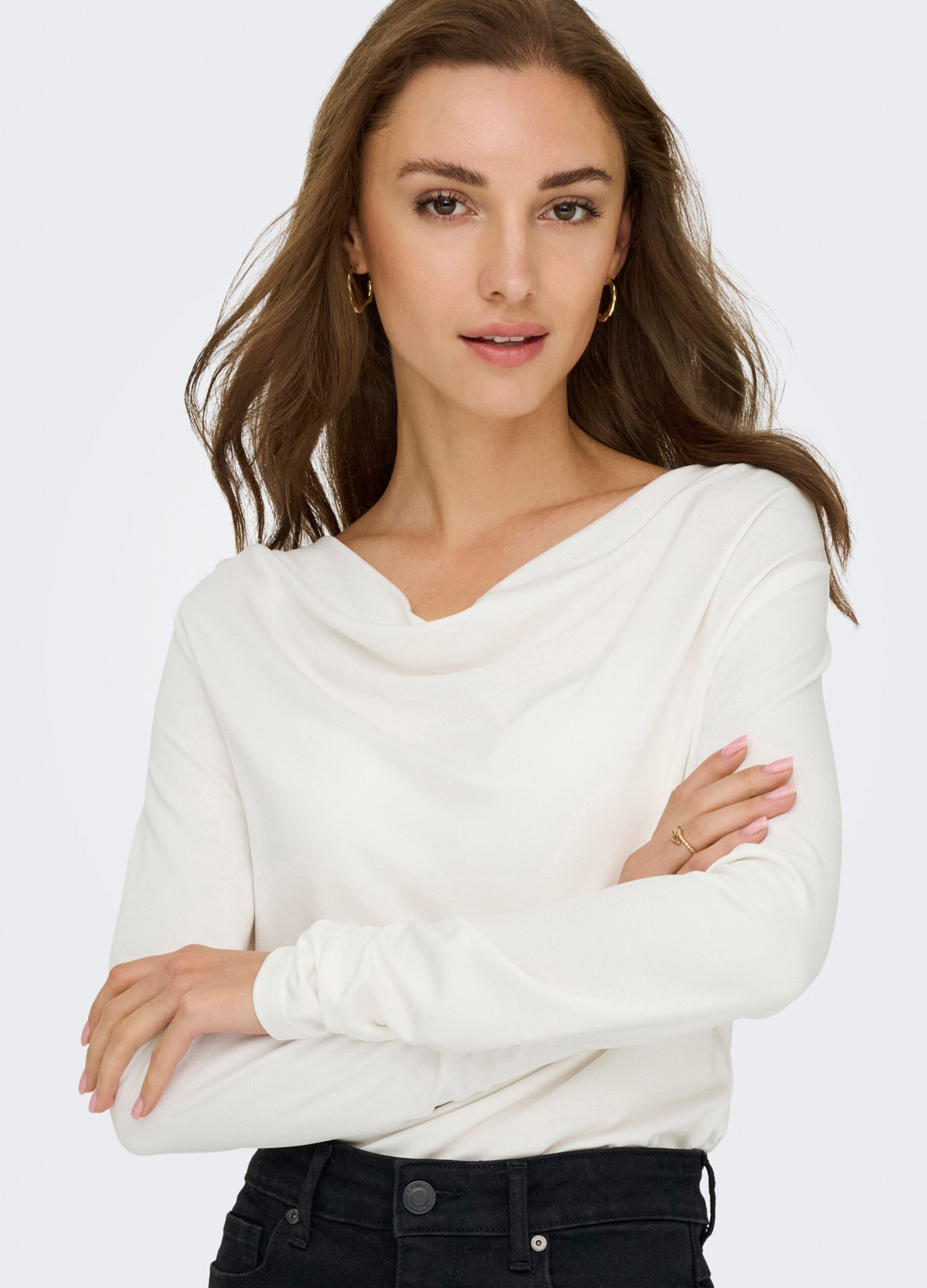 T-shirt con scollo drappeggiato donna_4