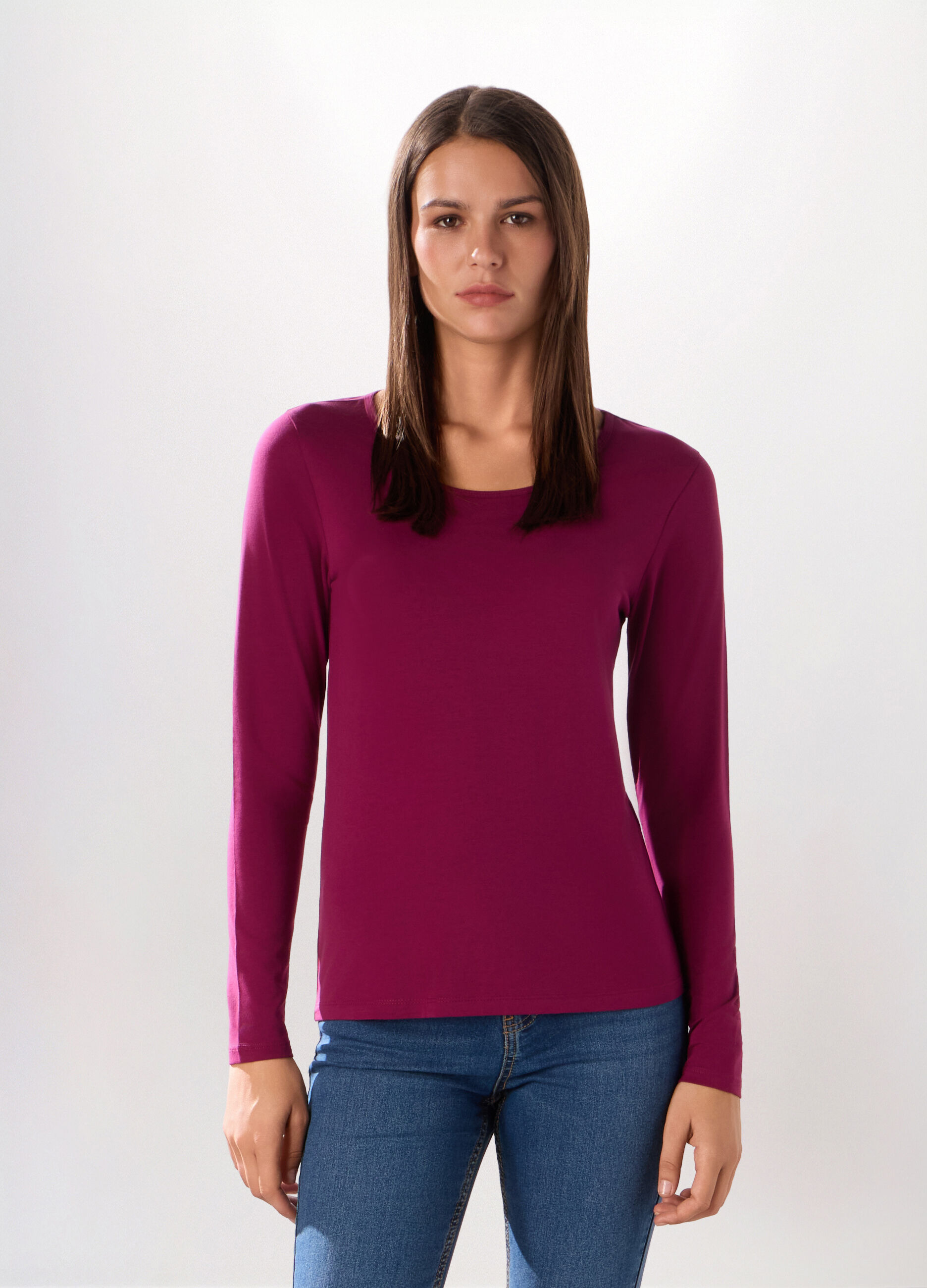 T-shirt in jersey di cotone stretch donna_0