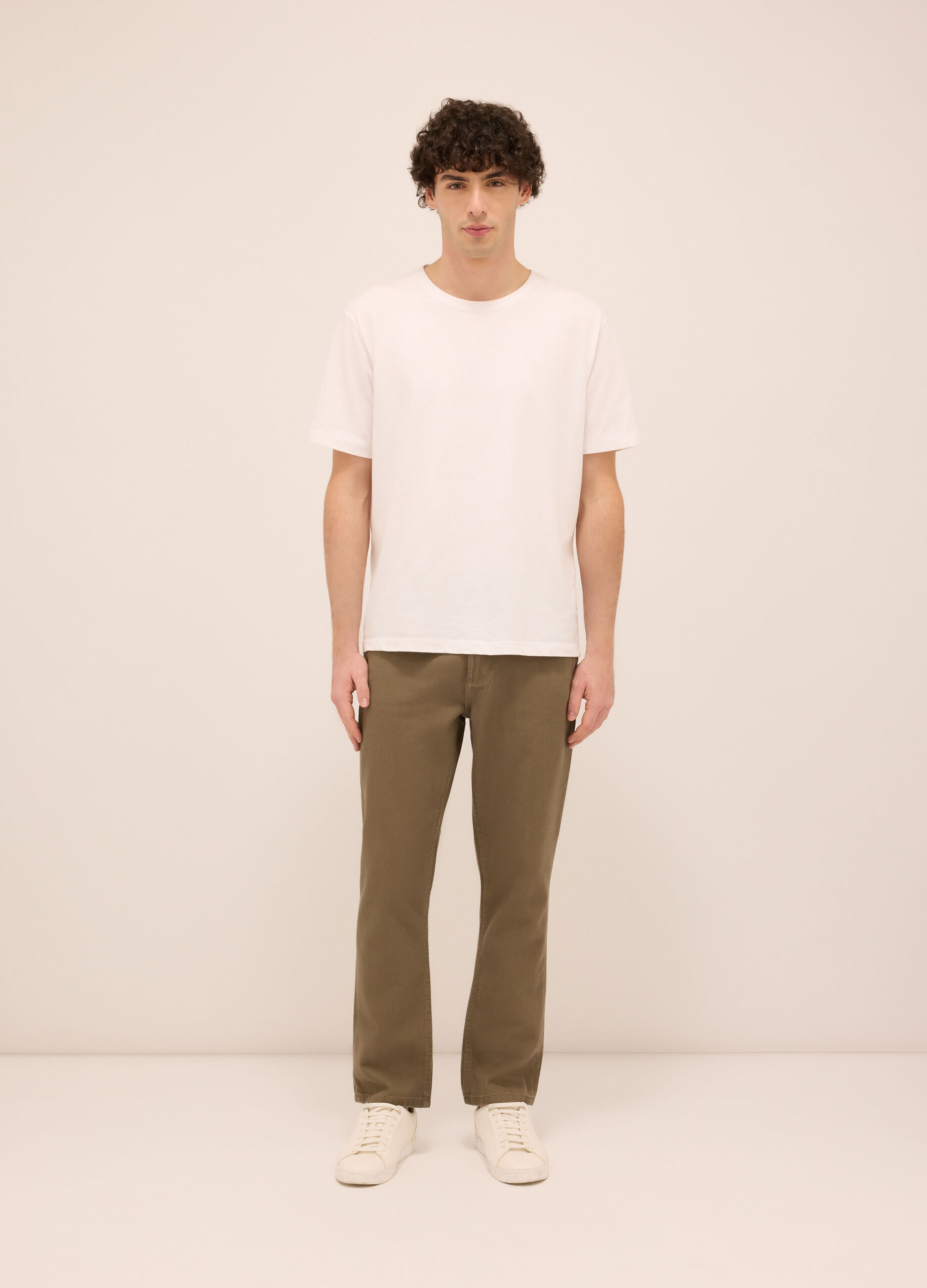 Pantalone 5 tasche in twill di cotone uomo_0