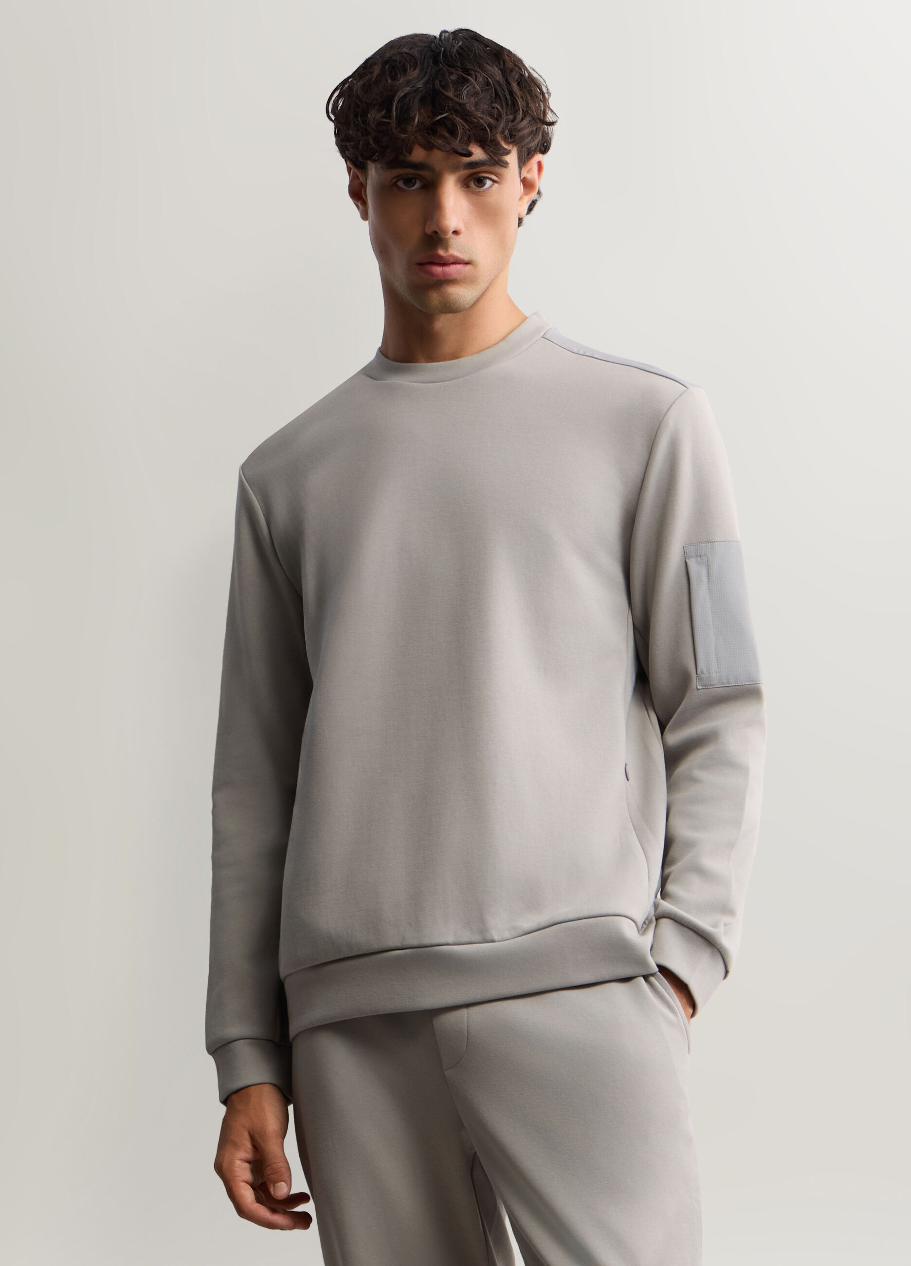 Felpa girocollo in interlock misto cotone uomo_0