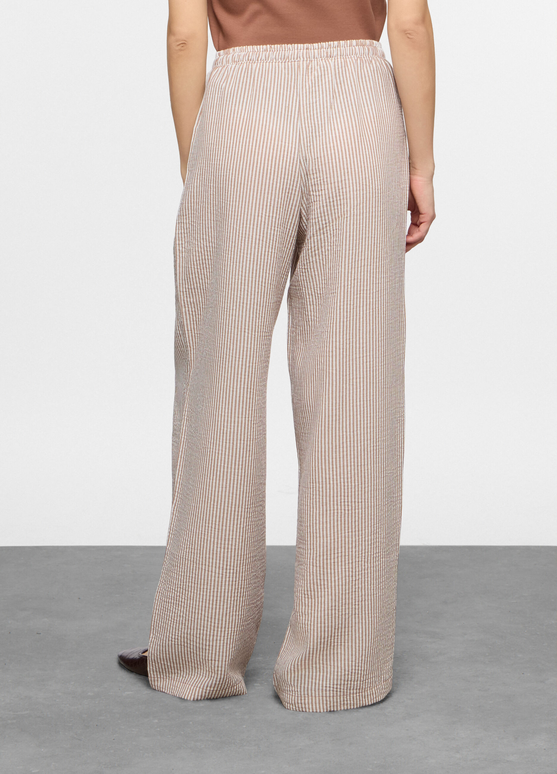 Pantaloni wide leg a righe donna_1