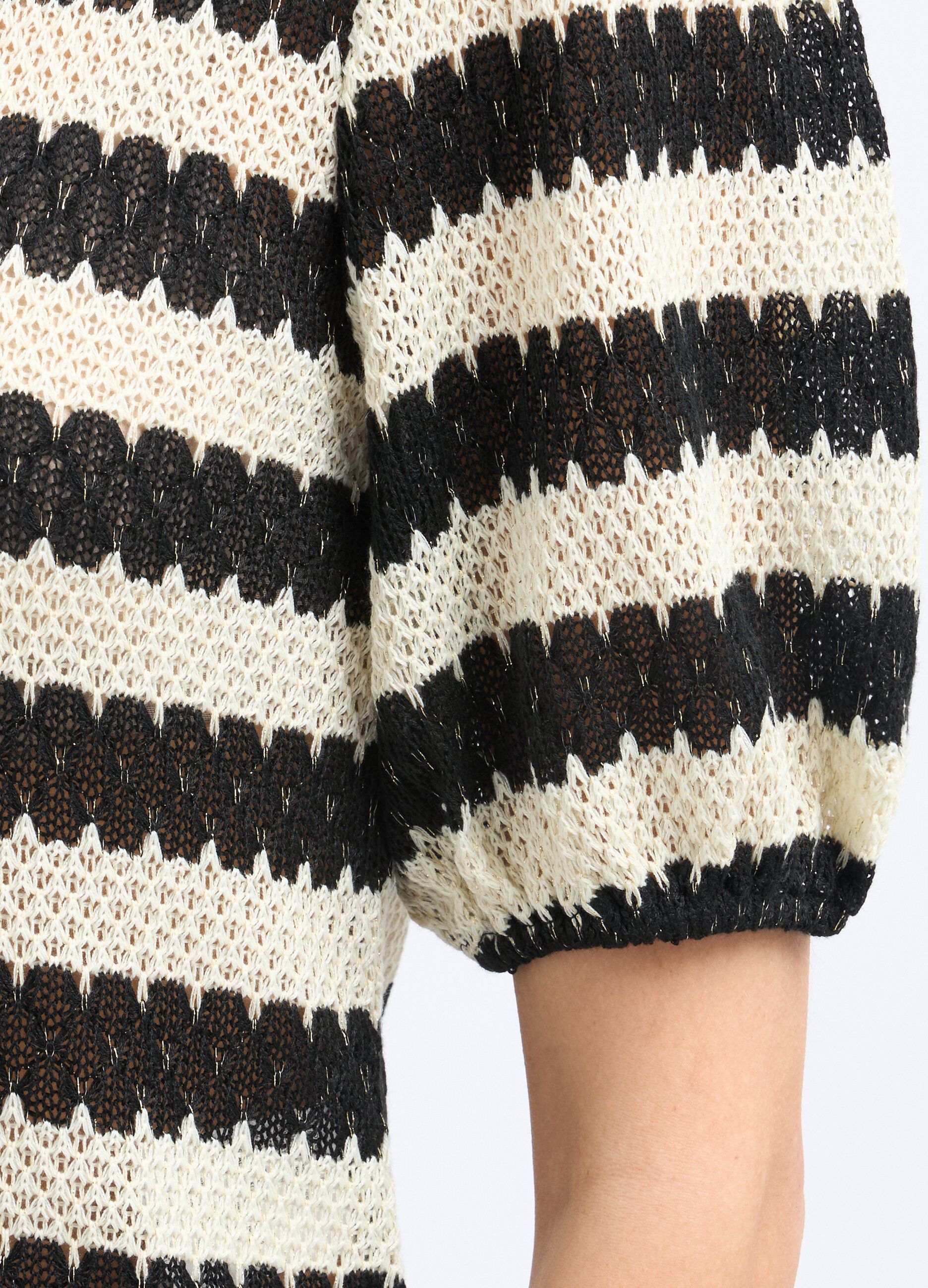 T-shirt rigata con lavorazione tricot donna_2