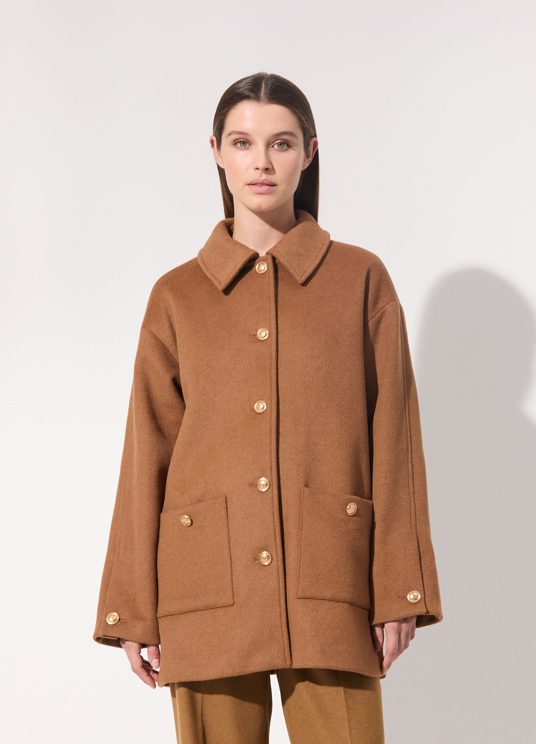 Cappotto montgomery corto in misto lana donna_1