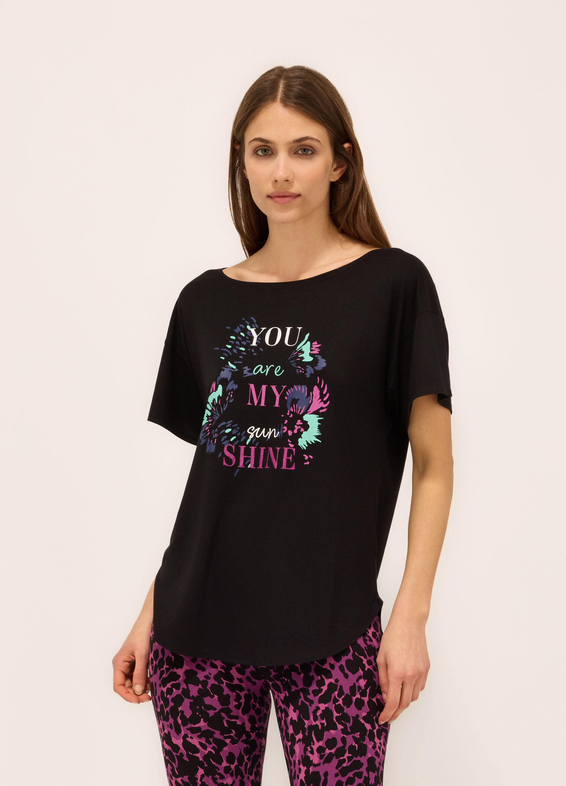 T-shirt in jersey di misto viscosa cotone donna_0