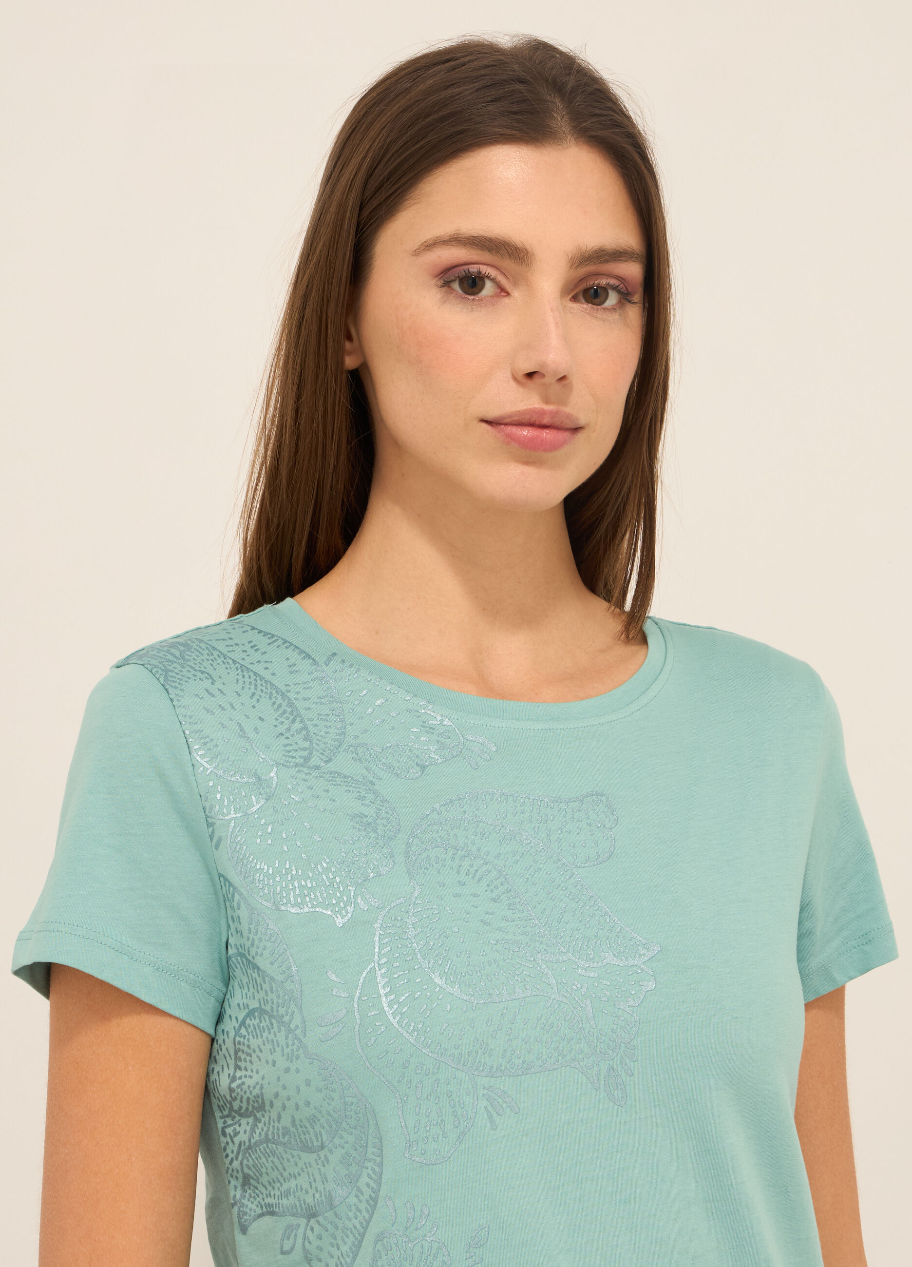 T-shirt in jersey di puro cotone donna_2