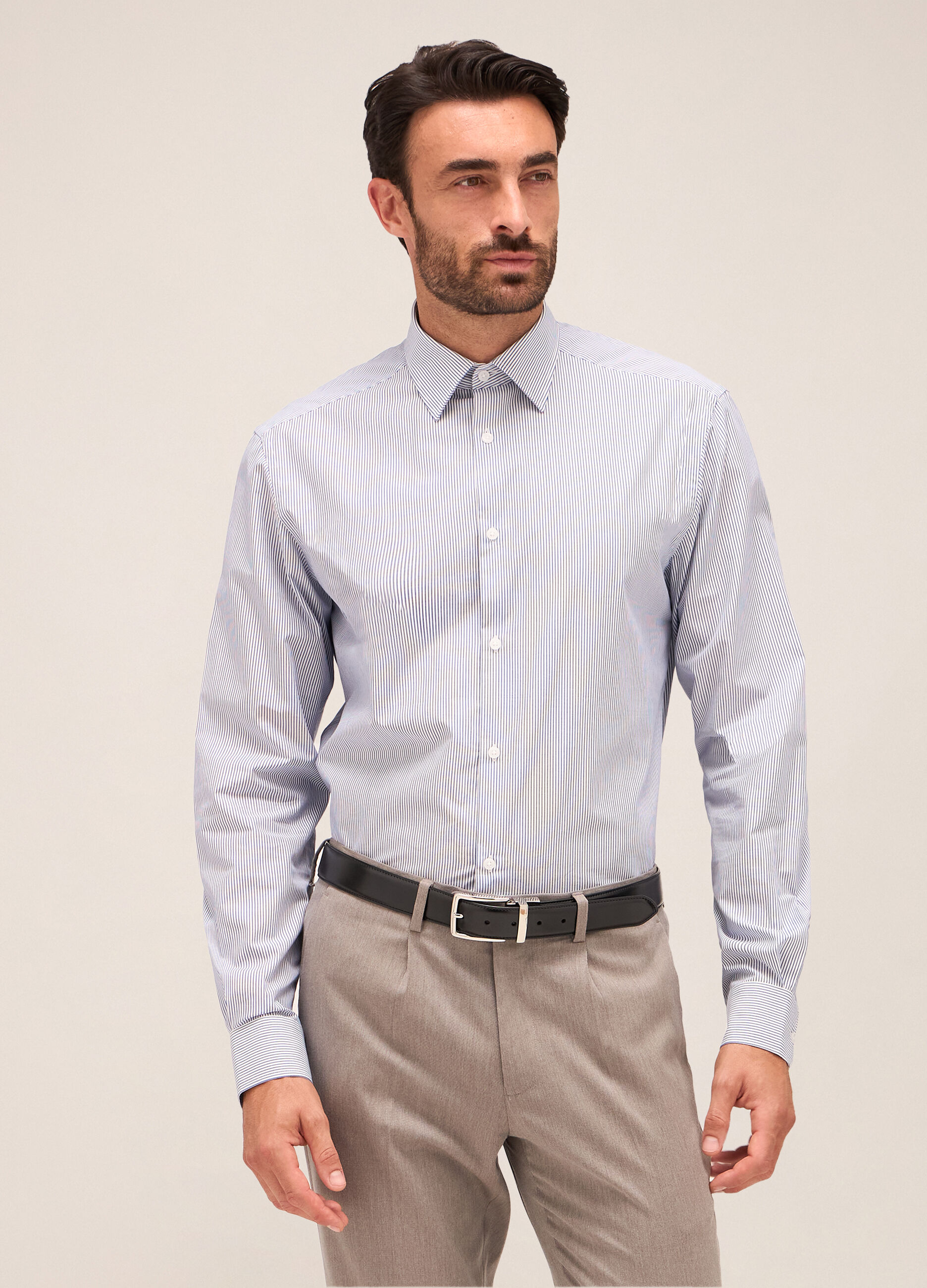 Camicia regular fit colletto italiano in cotone uomo_0