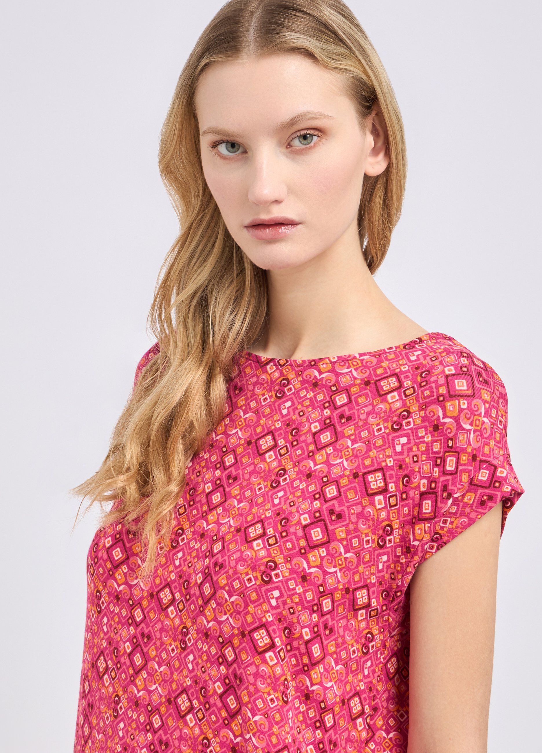 T-shirt in pura viscosa stretch con stampa donna_2