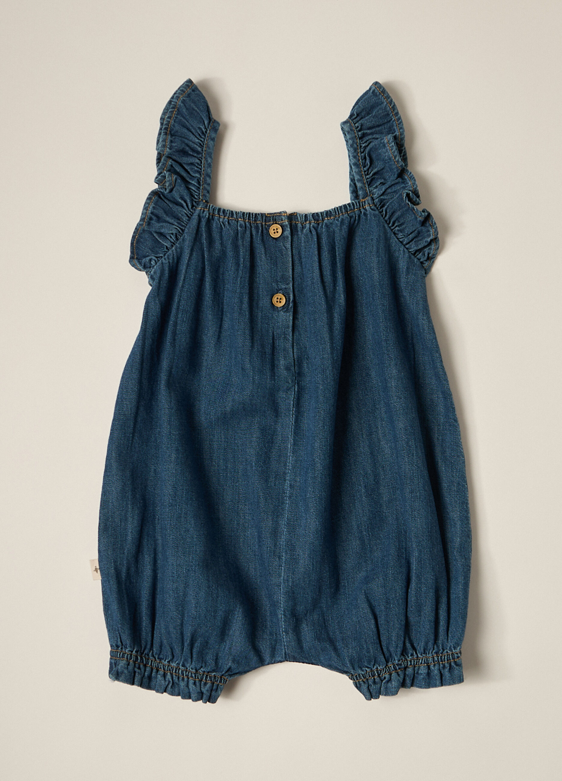 Pagliaccetto in denim di puro cotone IANA neonata_2