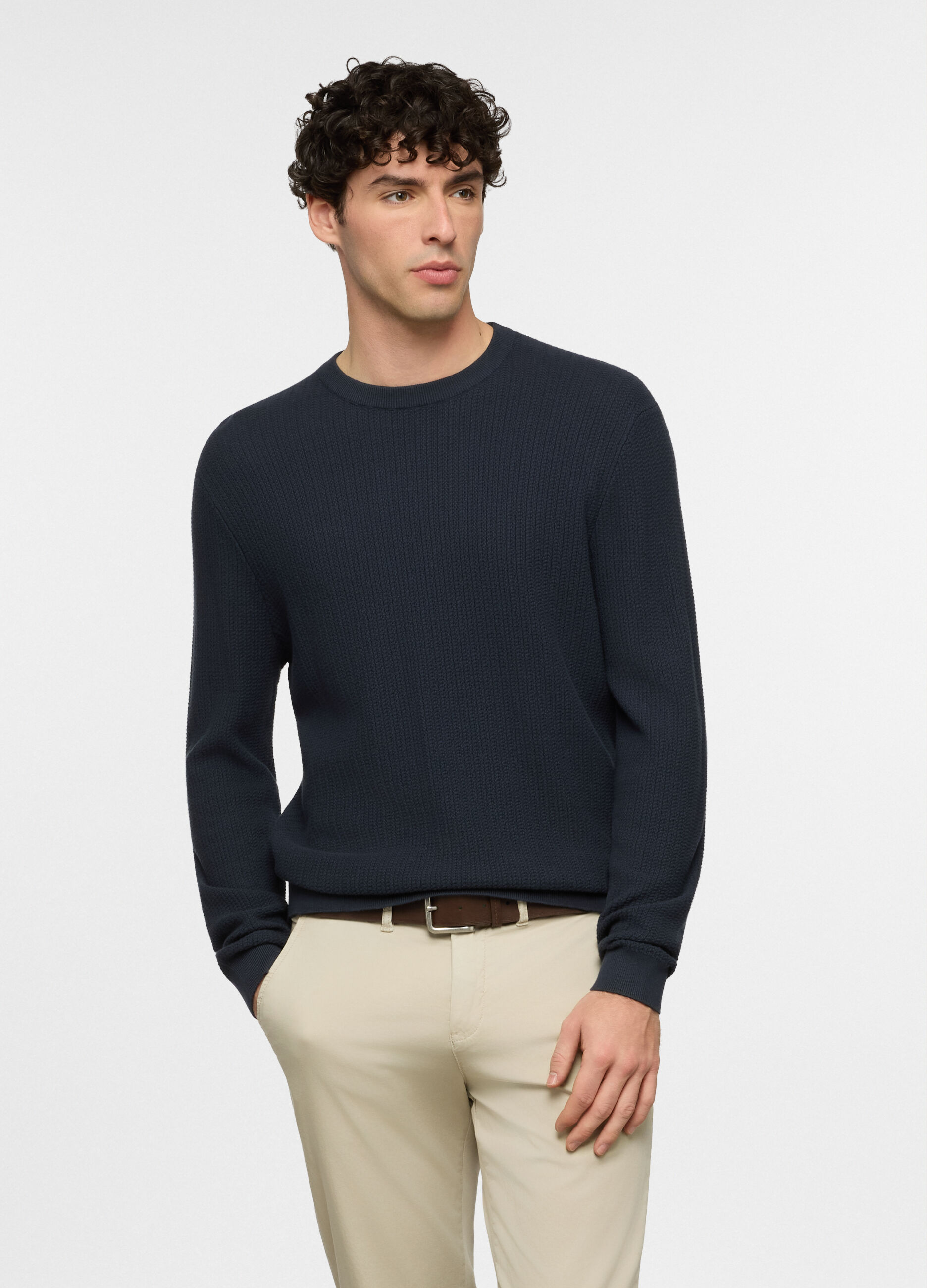 Maglione girocollo in cotone uomo_0