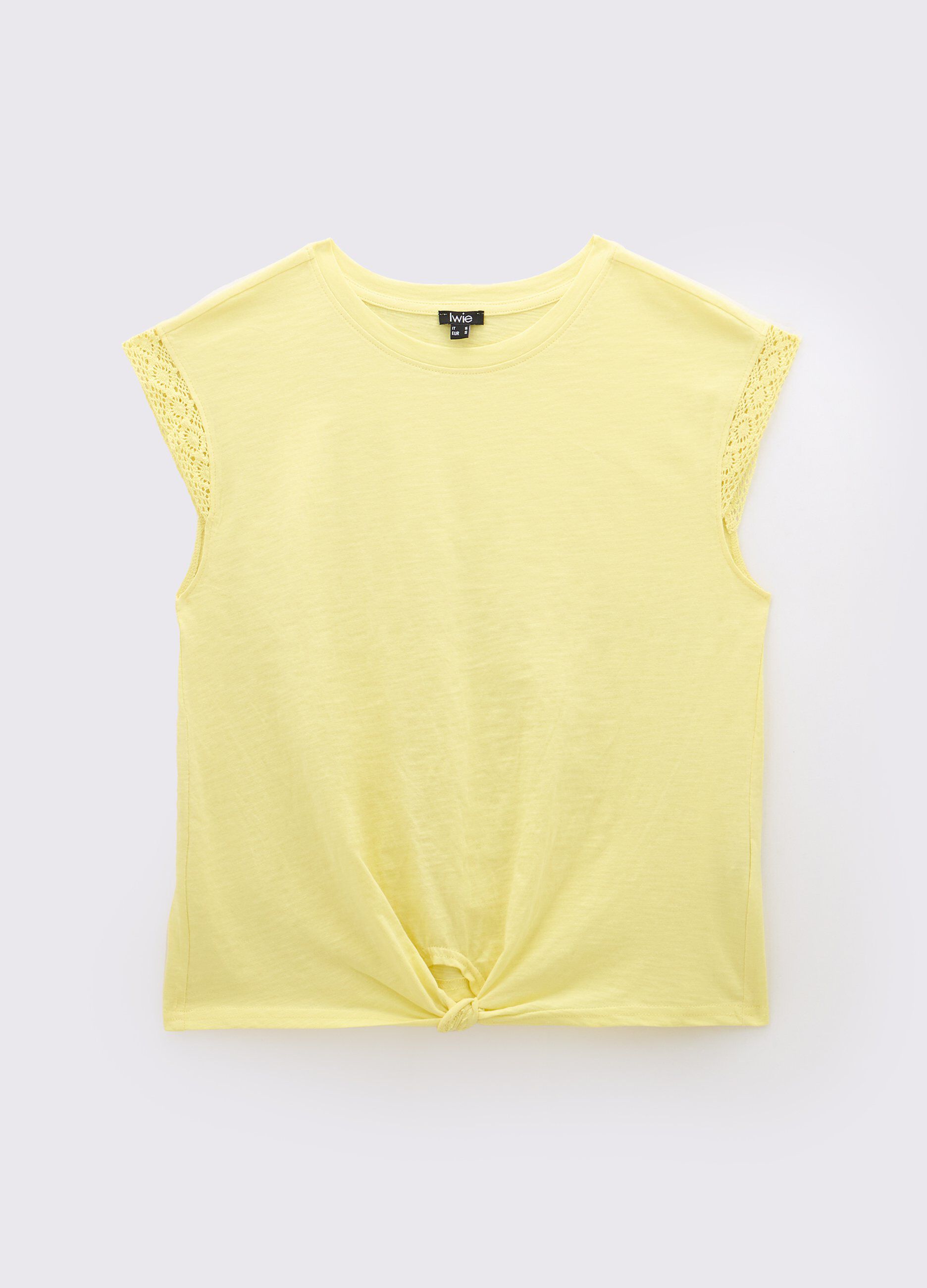 T-shirt smanicata in puro cotone donna_0