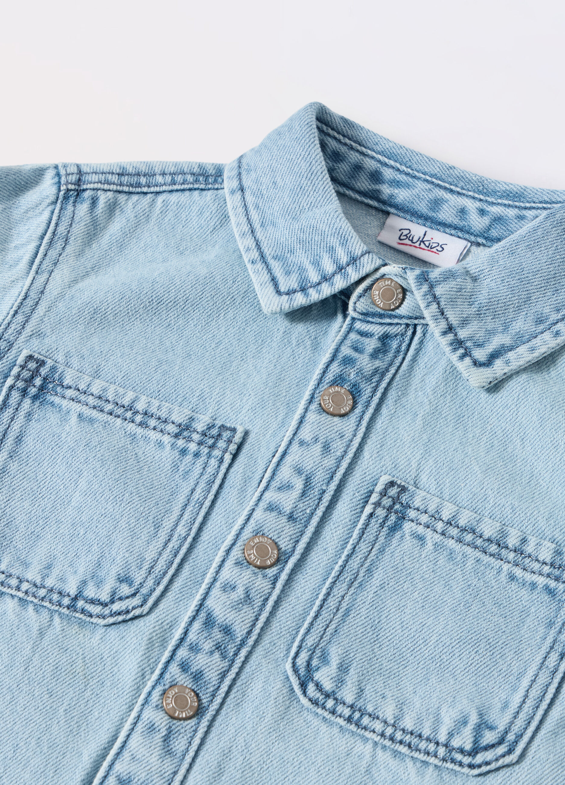 Camicia in denim di misto cotone neonato