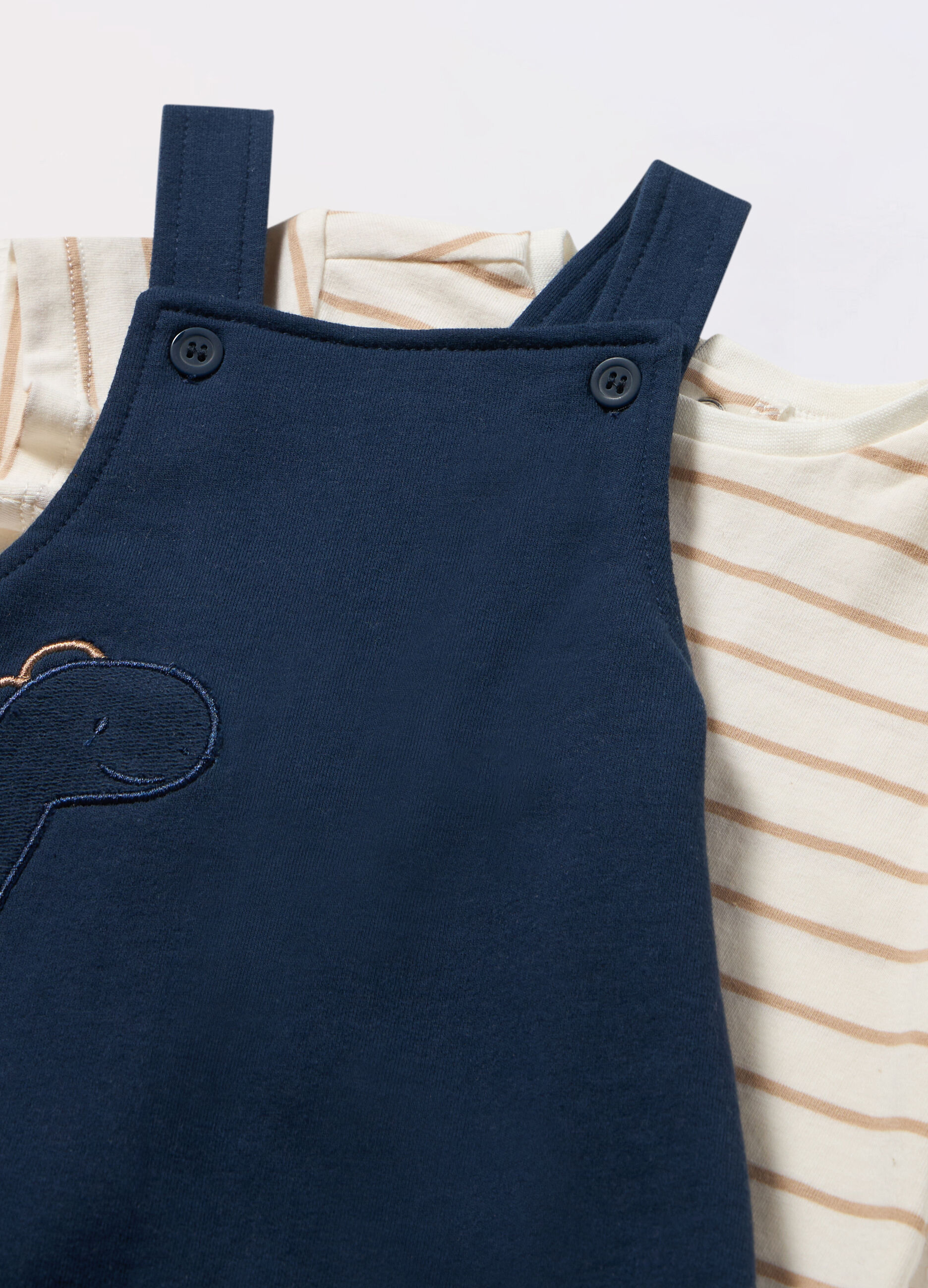 Set salopette + t-shirt in puro cotone neonato_1