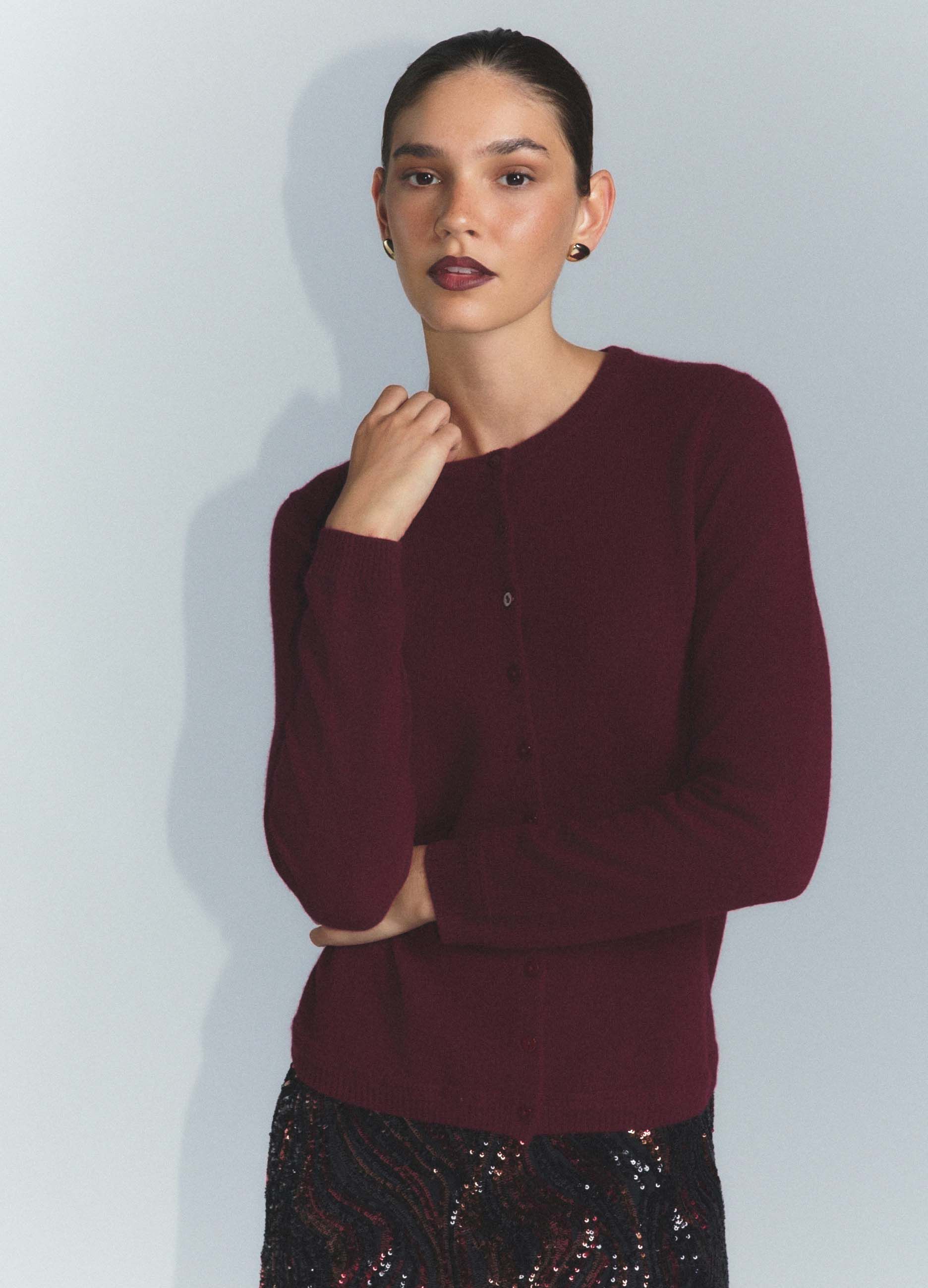Cardigan girocollo in puro cashmere donna_3