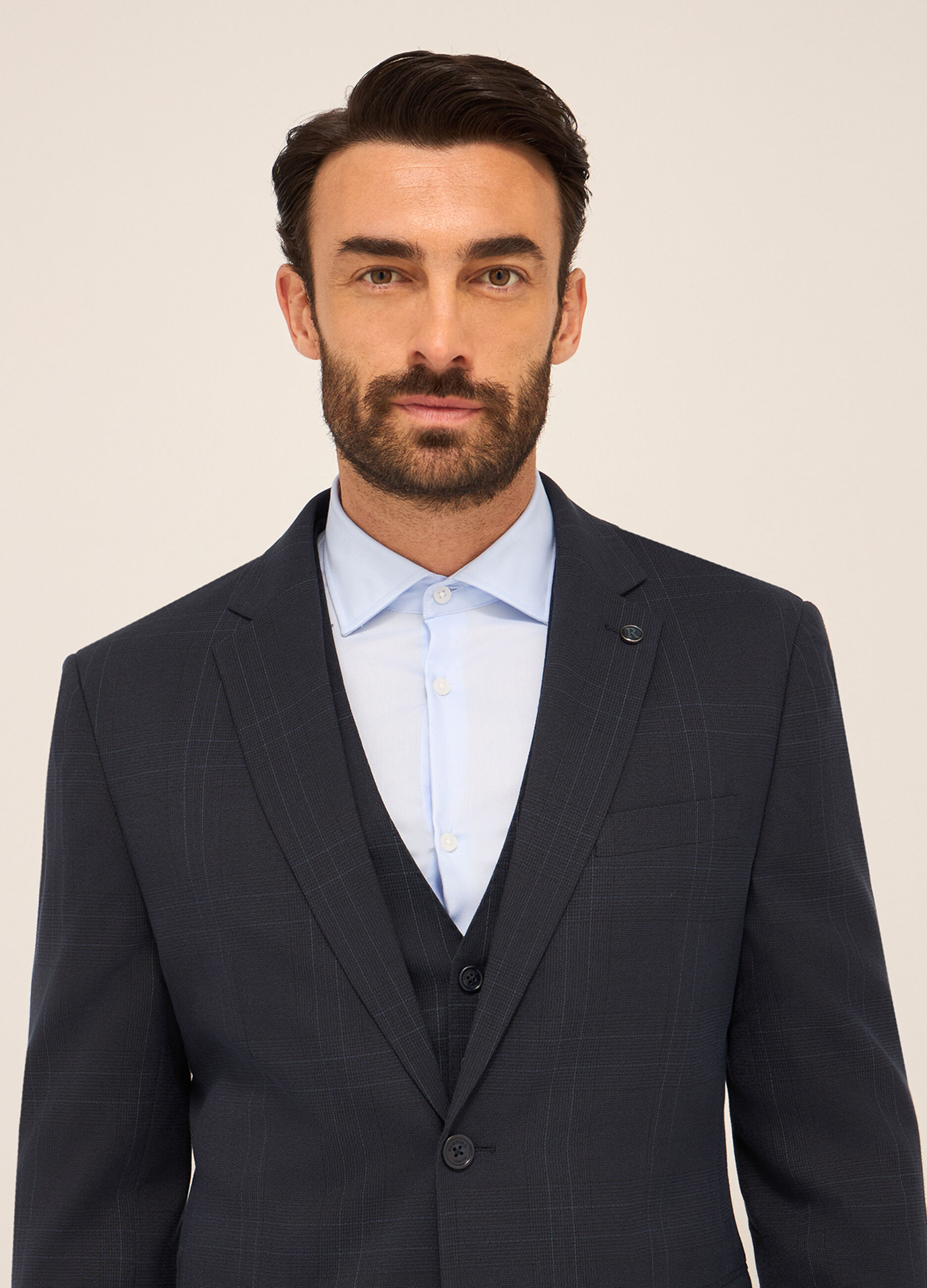 Blazer in tessuto stretch a quadri uomo_2
