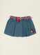Gonna jeans in puro cotone con ricamo ciliegia da neonata_0