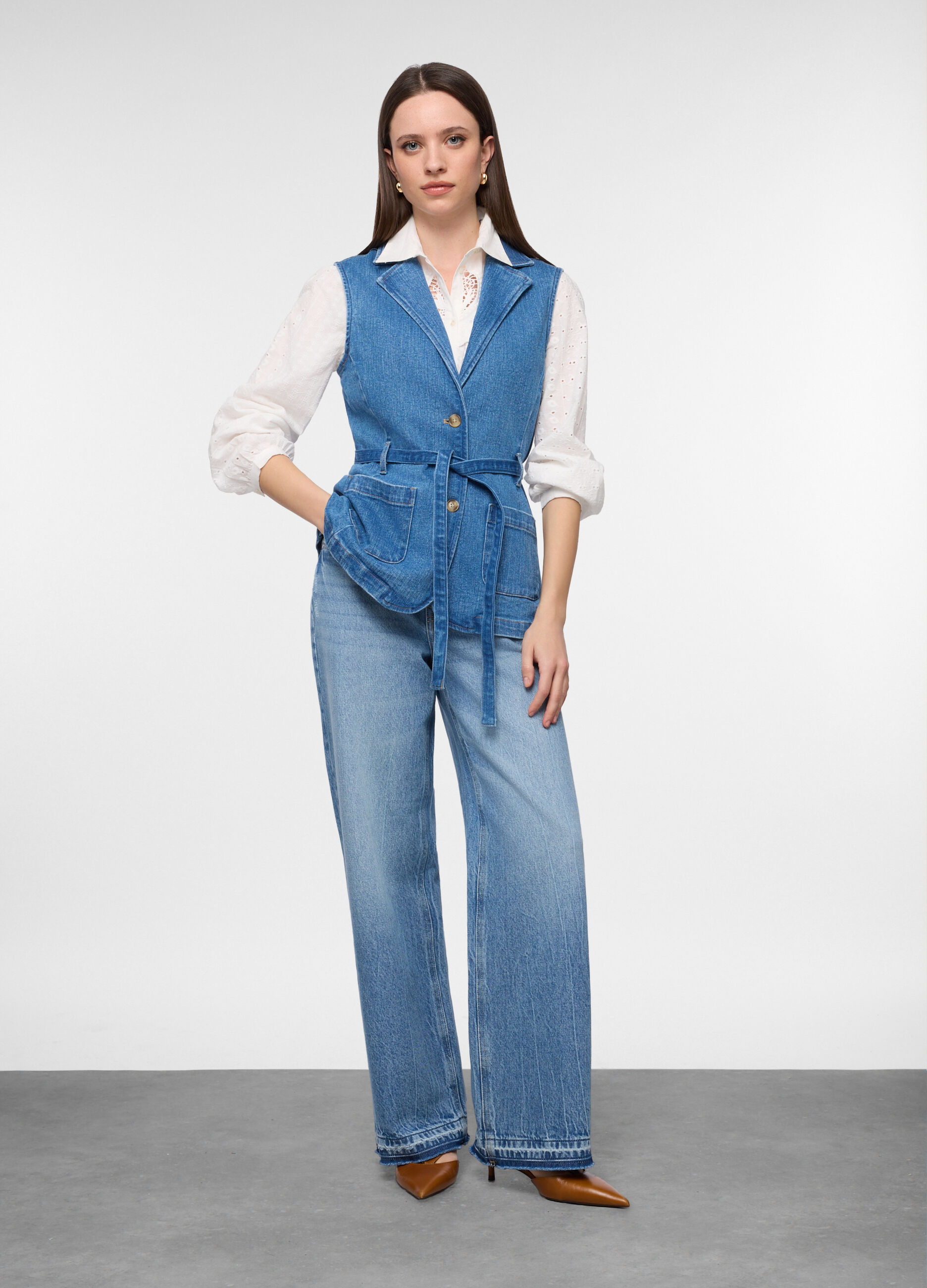 Gilet in denim misto cotone donna