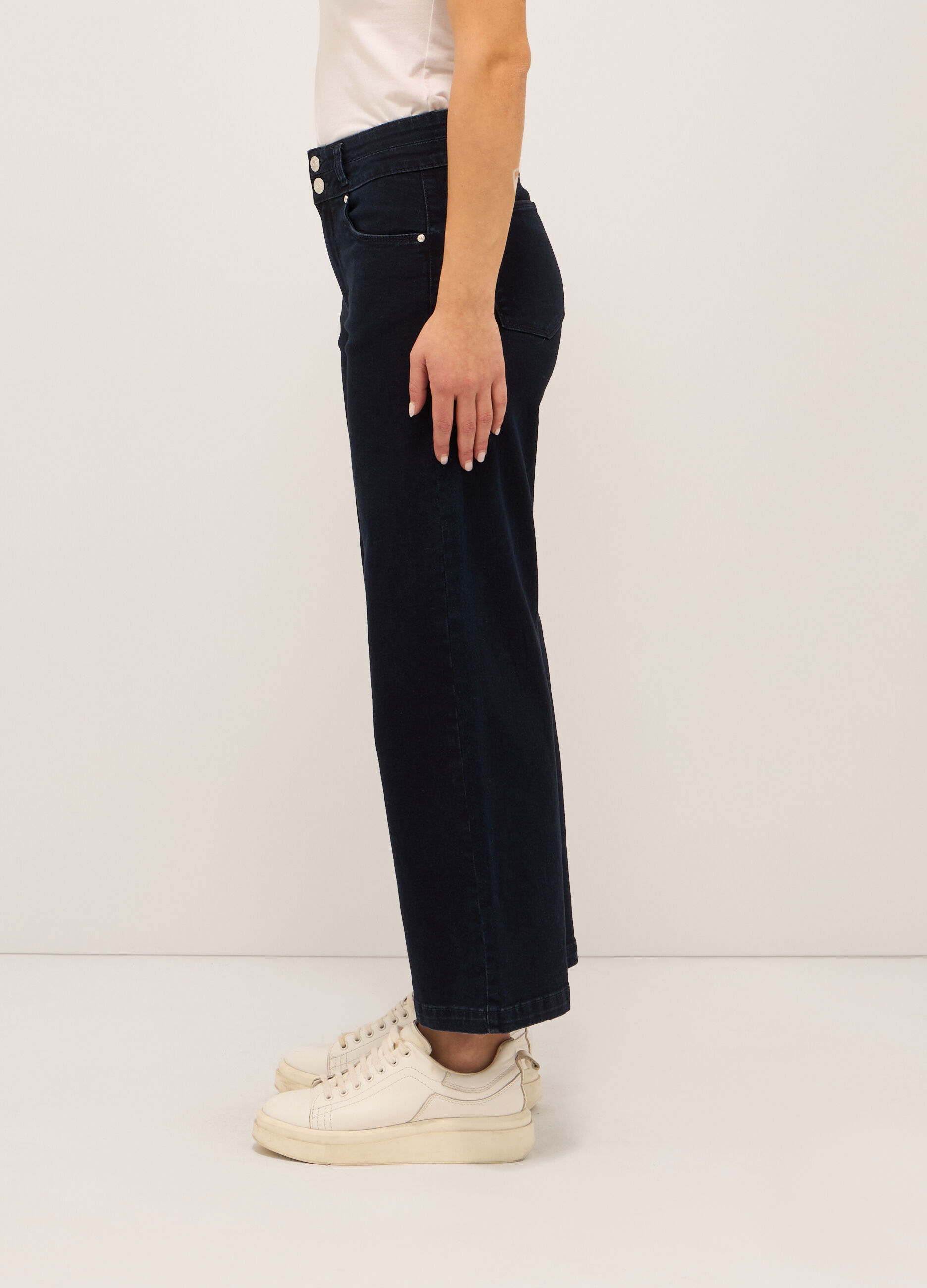 Pantaloni in denim stretch di misto cotone _2