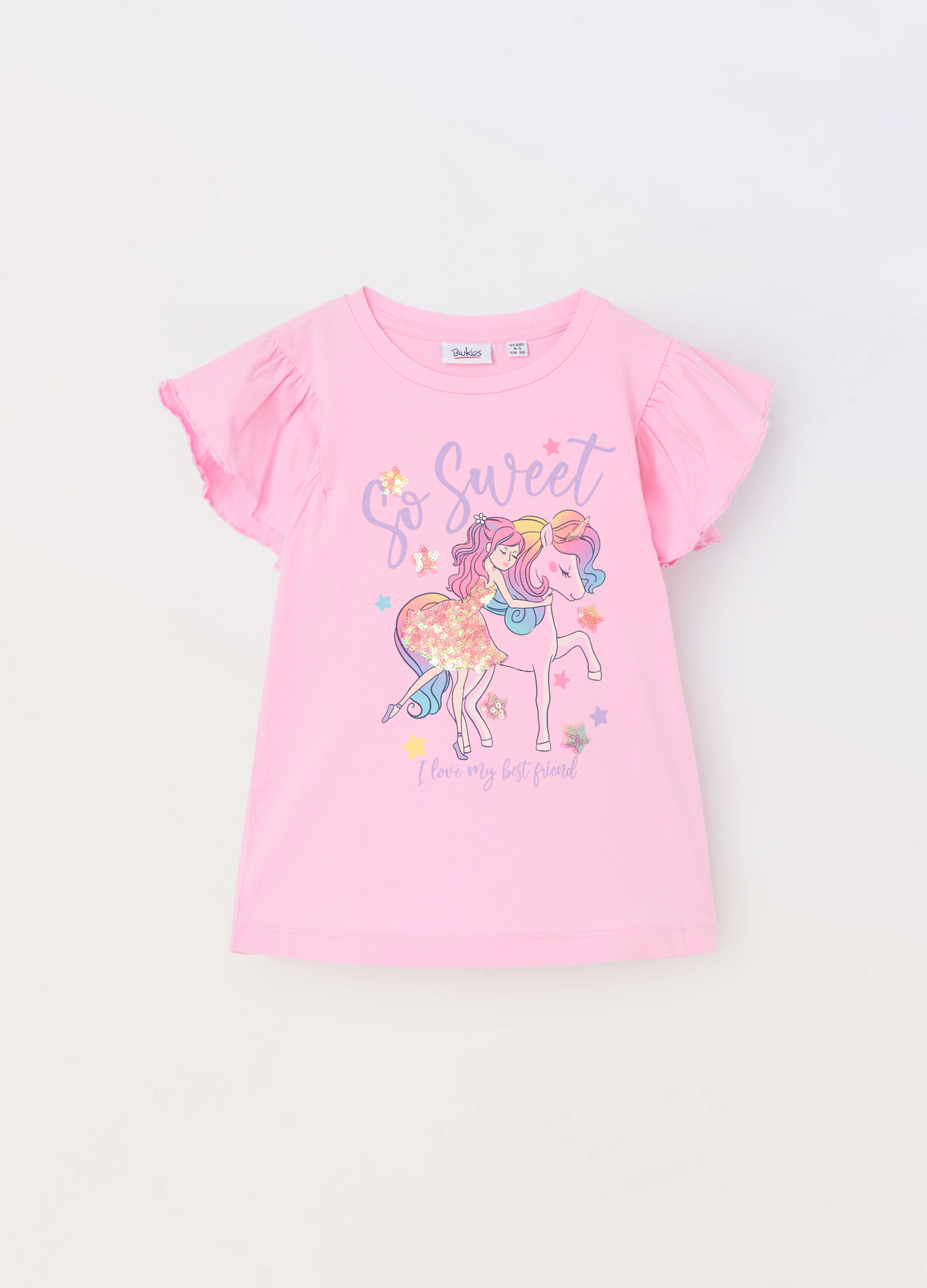 T-shirt in jersey di cotone stretch bambina_0