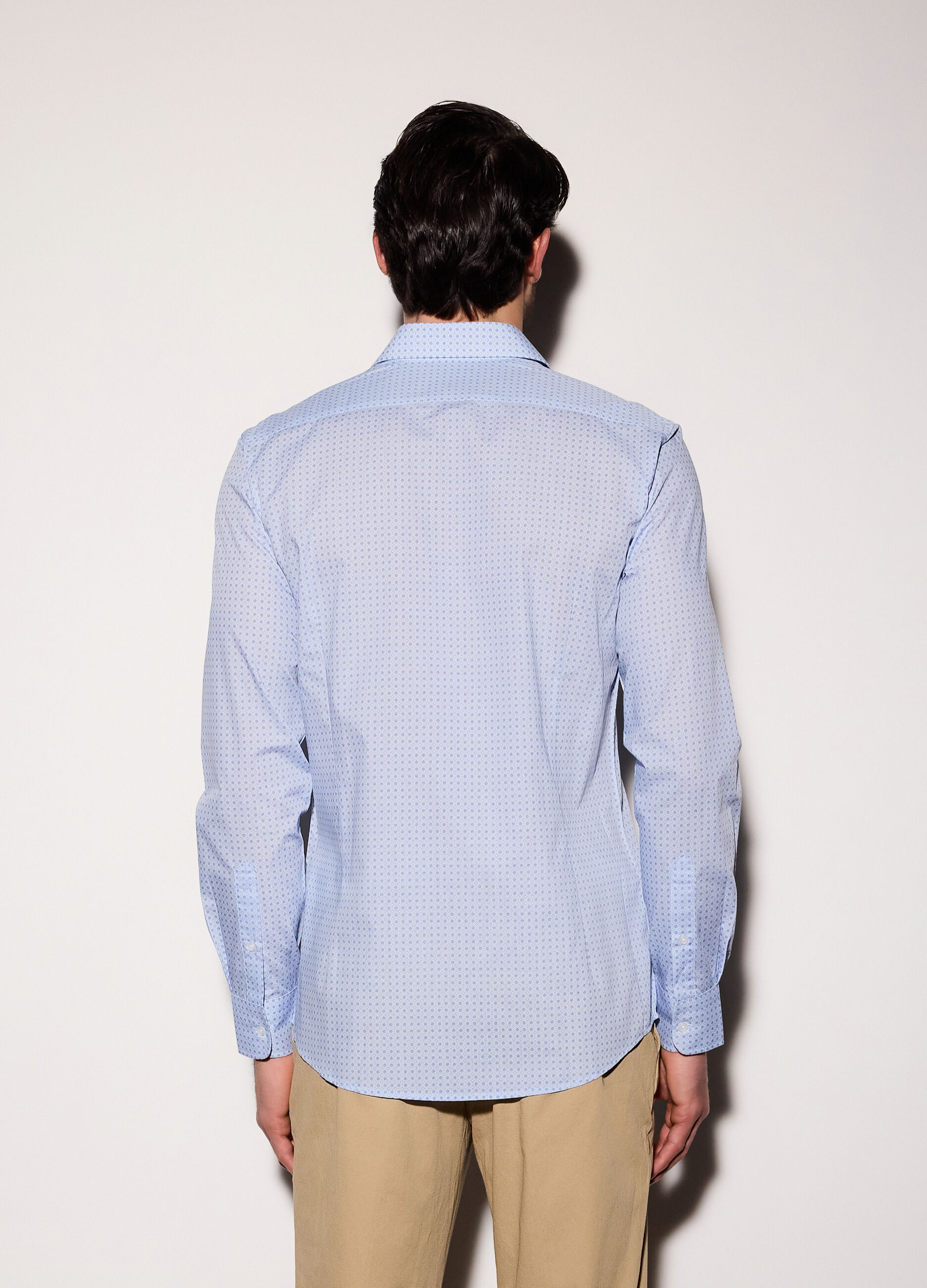 Camicia slim fit in misto cotone con micromotivo uomo_1